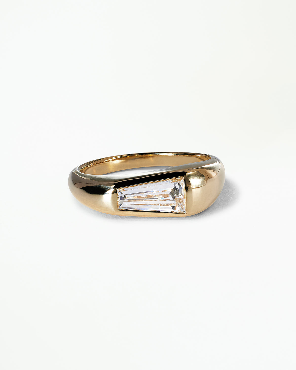 Tapered Baguette Cut Diamond Soft Signet Ring No. 65