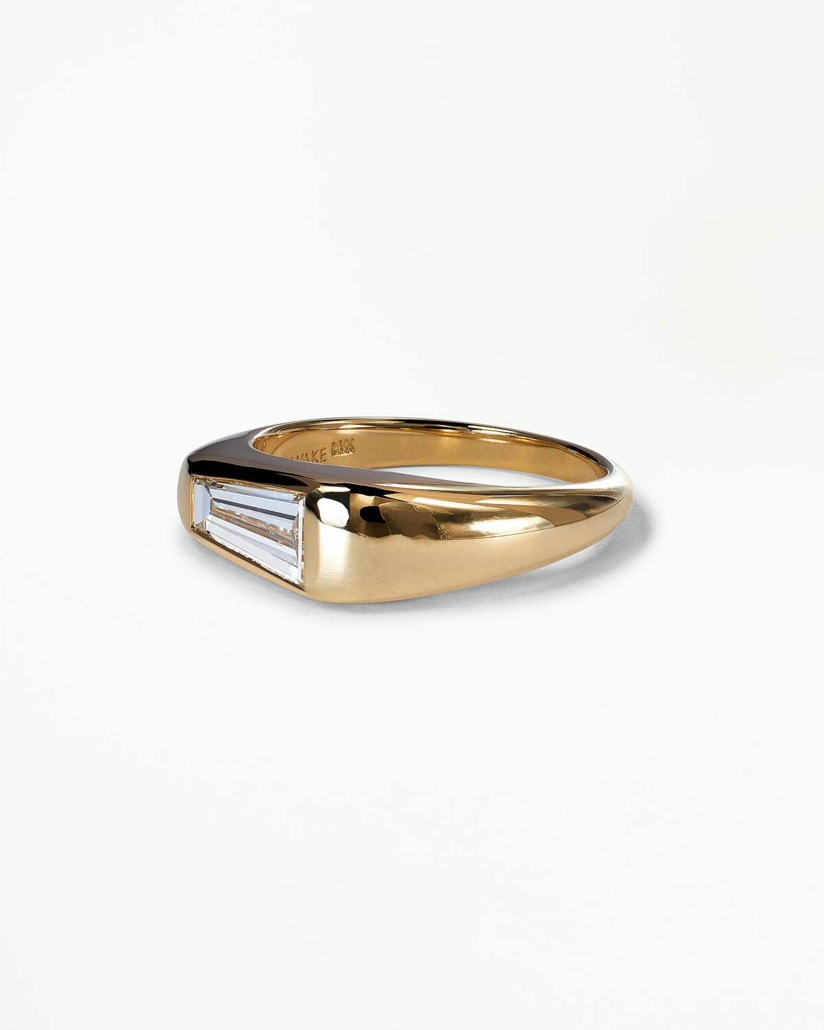 Tapered Baguette Cut Diamond Soft Signet Ring No. 65