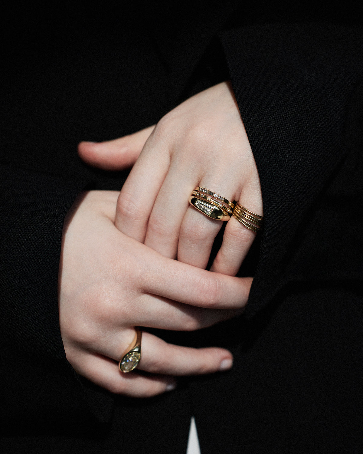Tapered Baguette Cut Diamond Soft Signet Ring No. 65