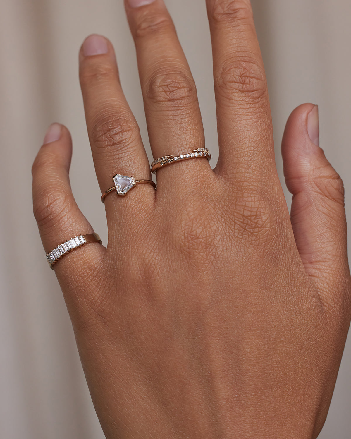 Triangular Step Cut White Diamond Solitaire Ring No. 2