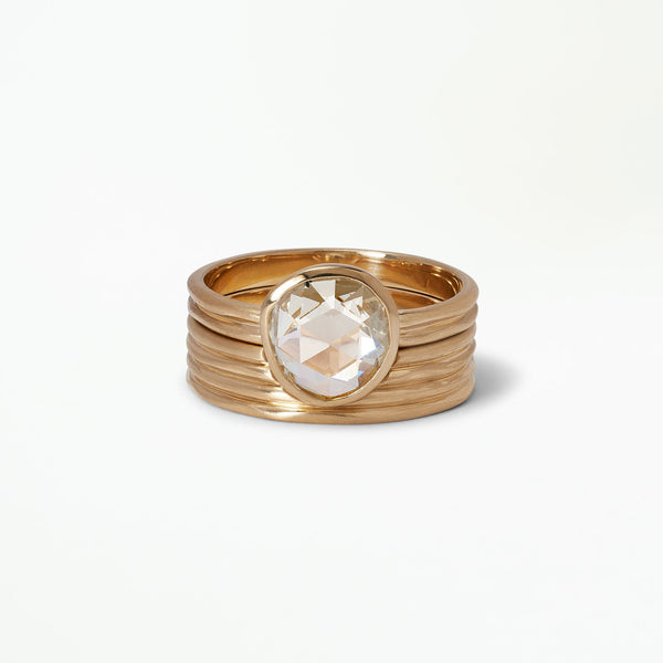 Antique Rose Cut Diamond Ridge Ring Set