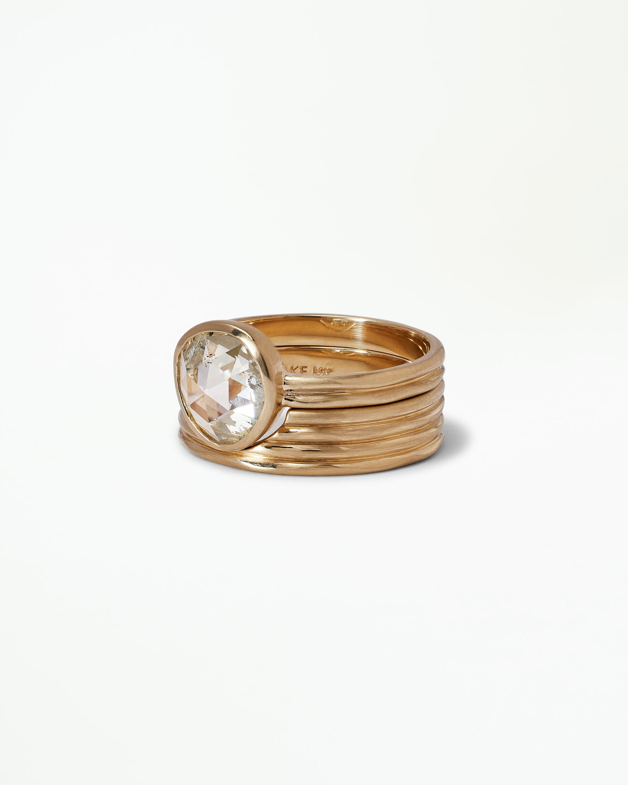 Antique Rose Cut Diamond Ridge Ring Set