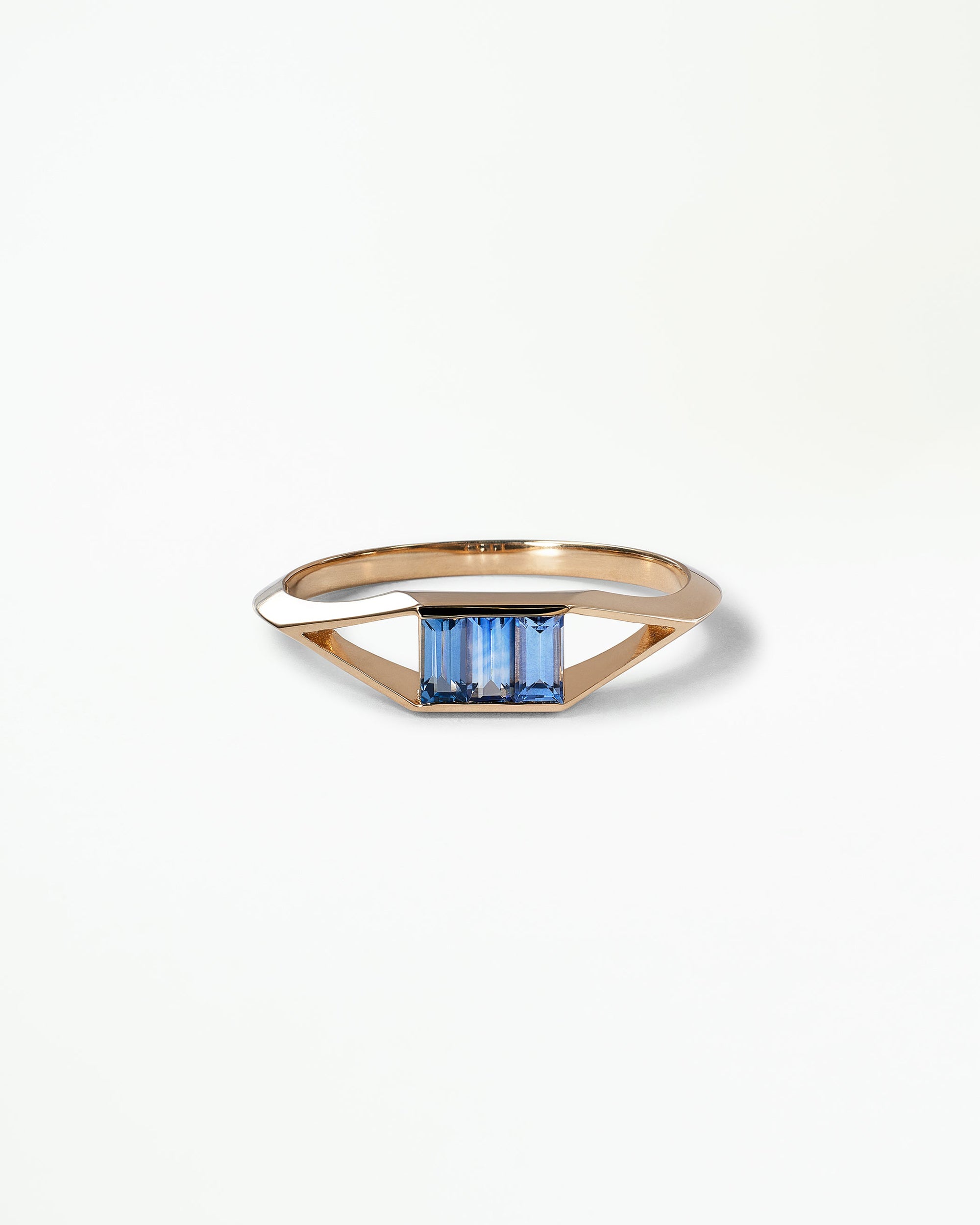 Baguette Cut Blue Sapphire Frame Ring