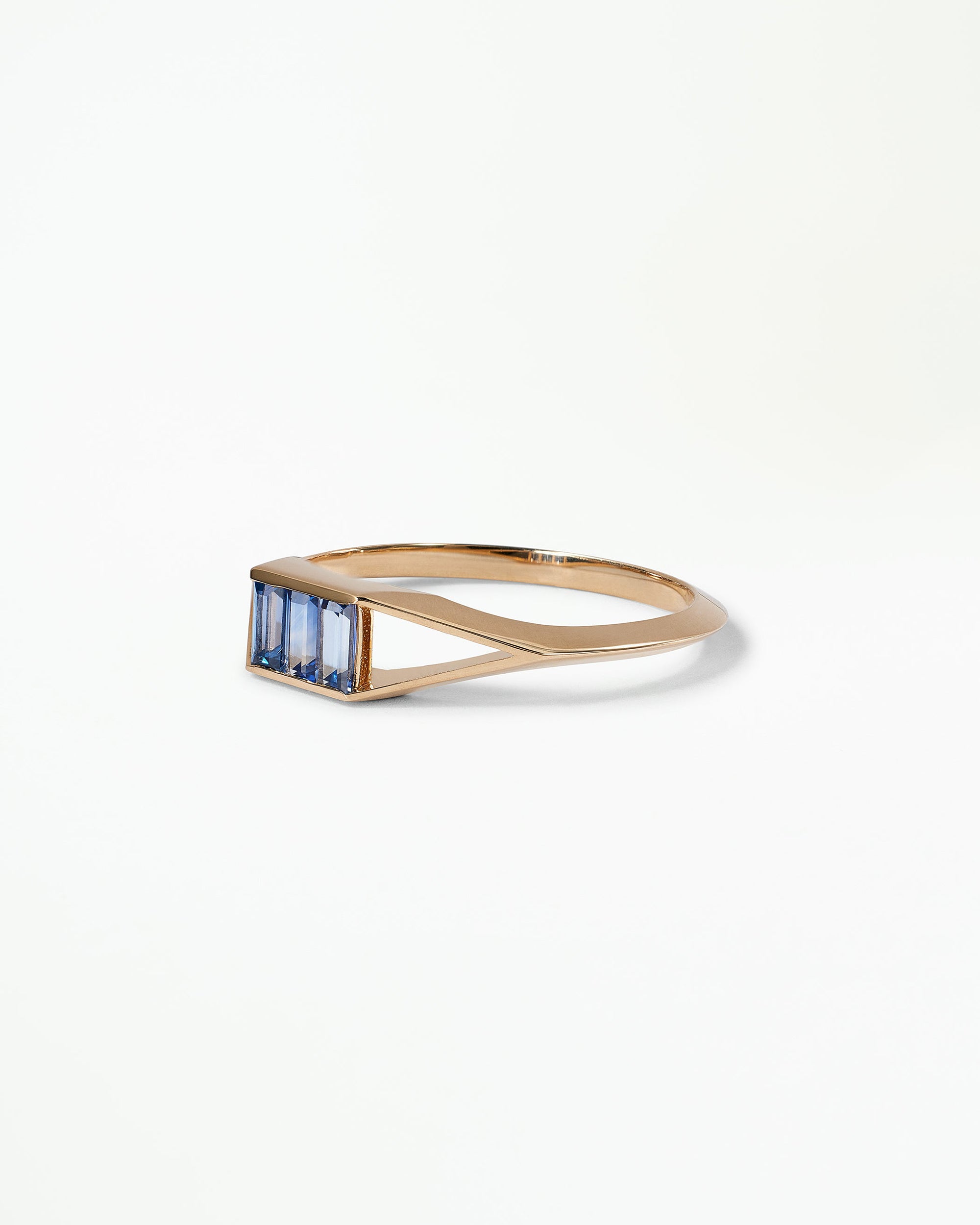 Baguette Cut Blue Sapphire Frame Ring