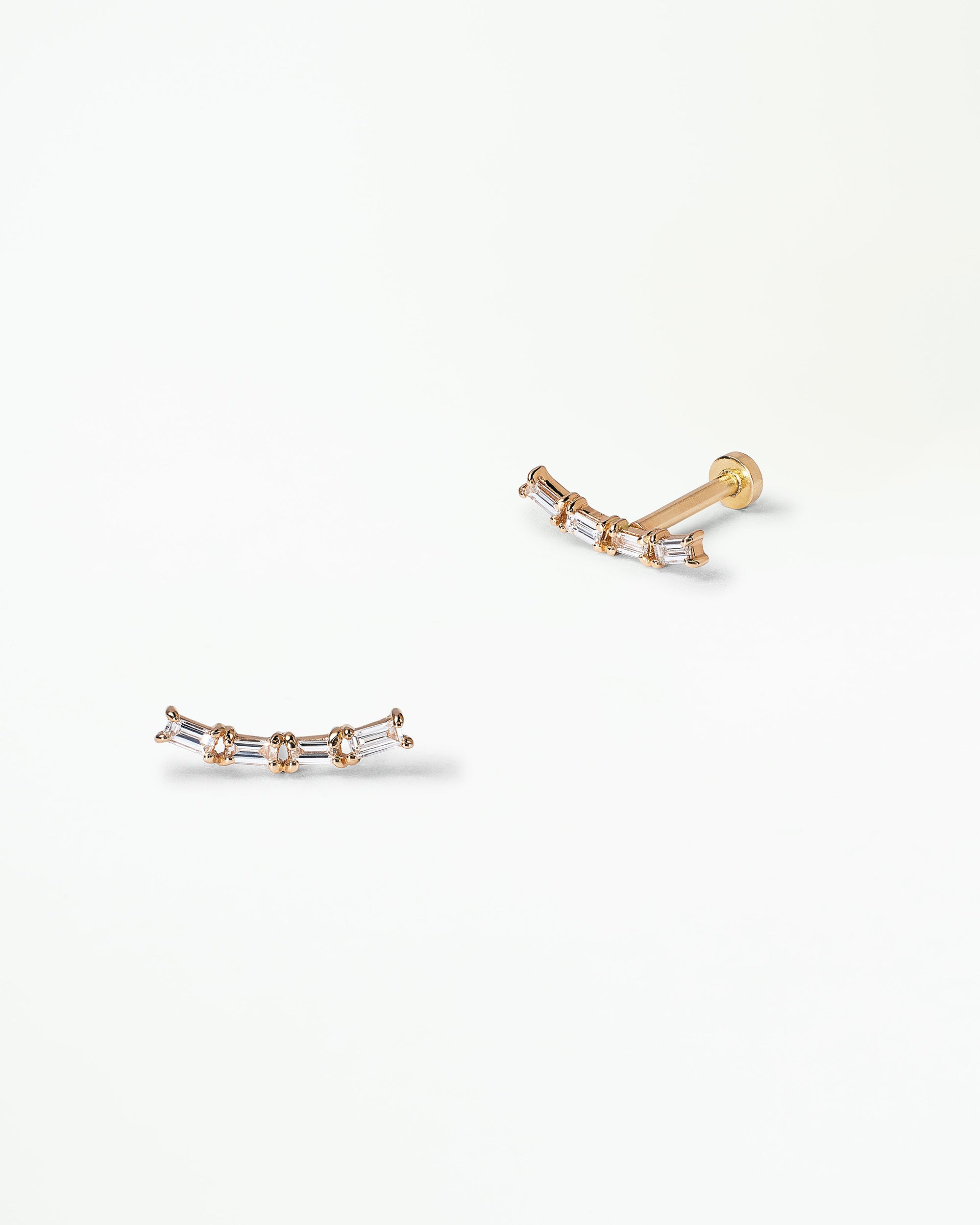 Baguette Cut Diamond Arc Flat Back Earring