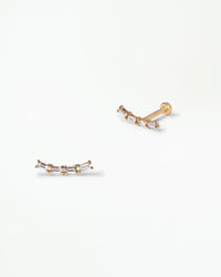 Baguette Cut Diamond Arc Flat Back Earring