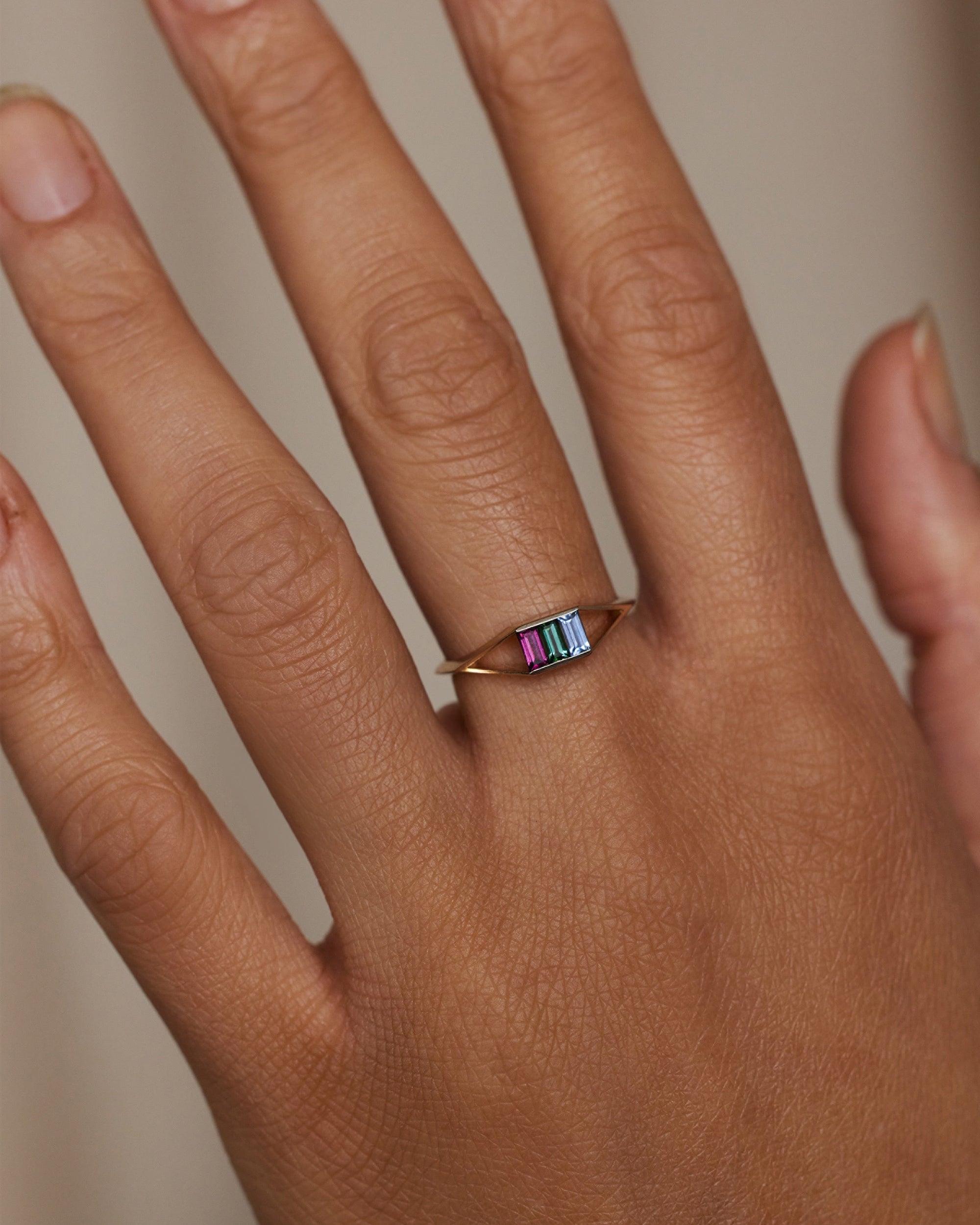 Baguette Cut Gemstone Frame Ring