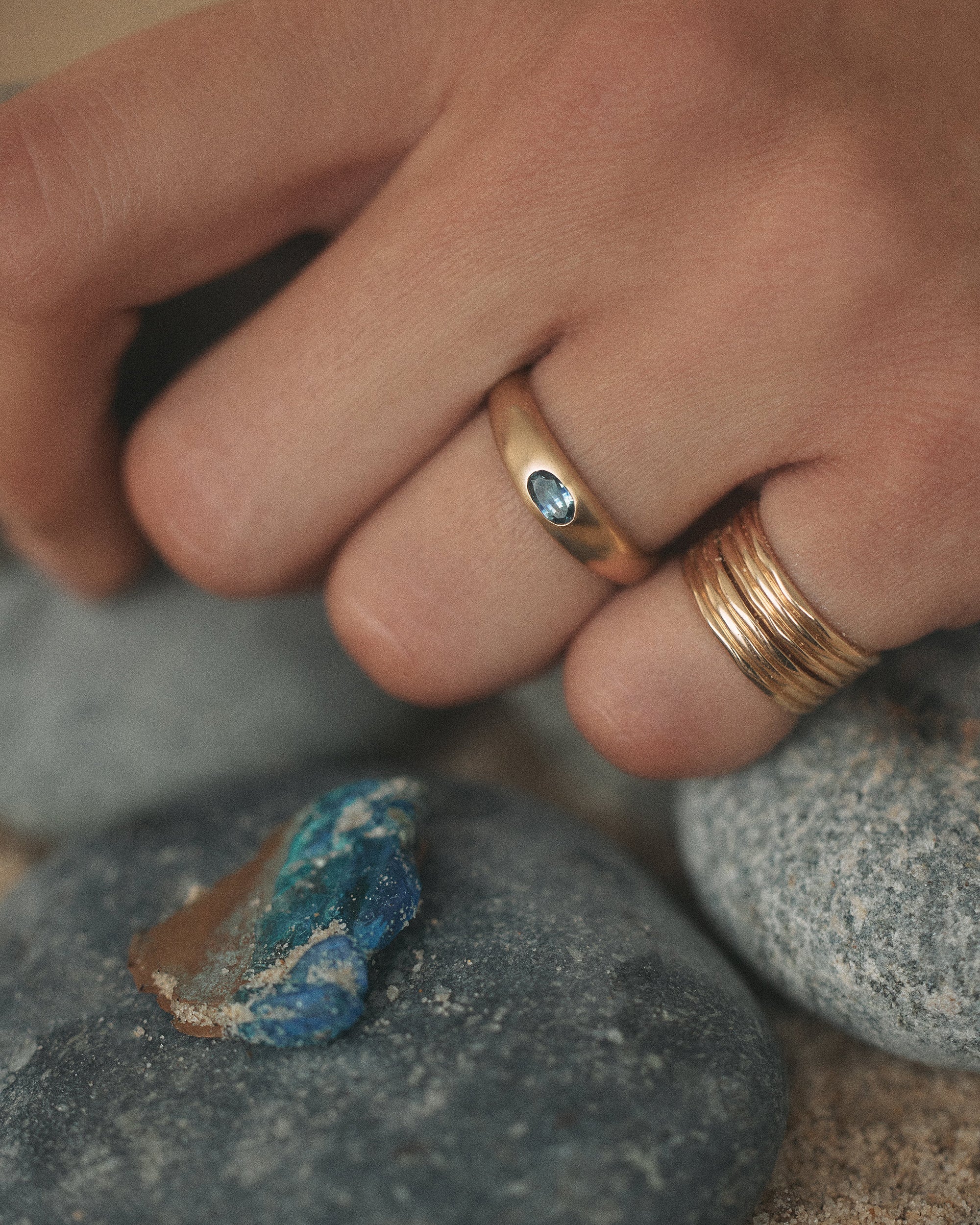 Blue Sapphire Soft Signet Ring