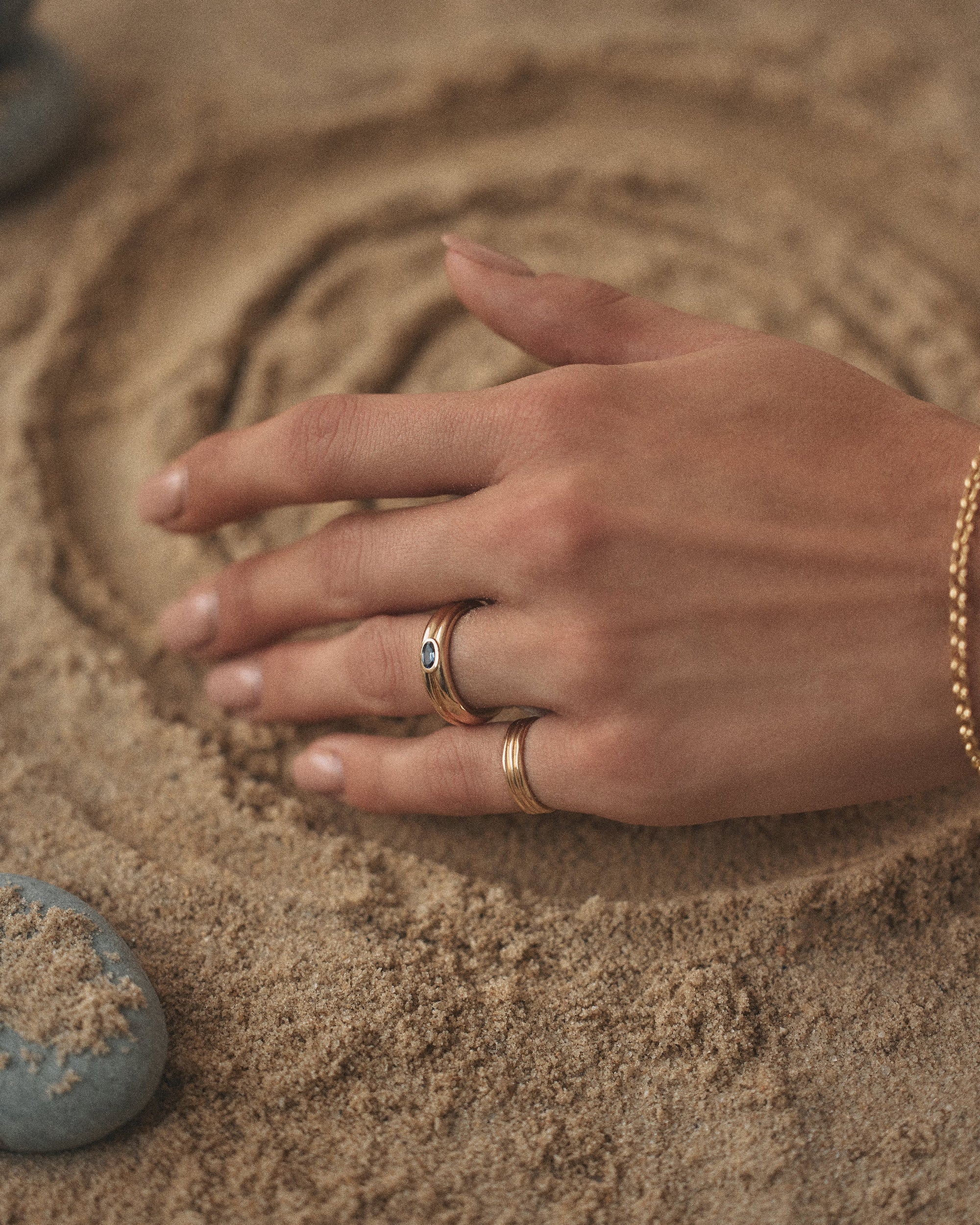 Blue Sapphire Spiral Ring