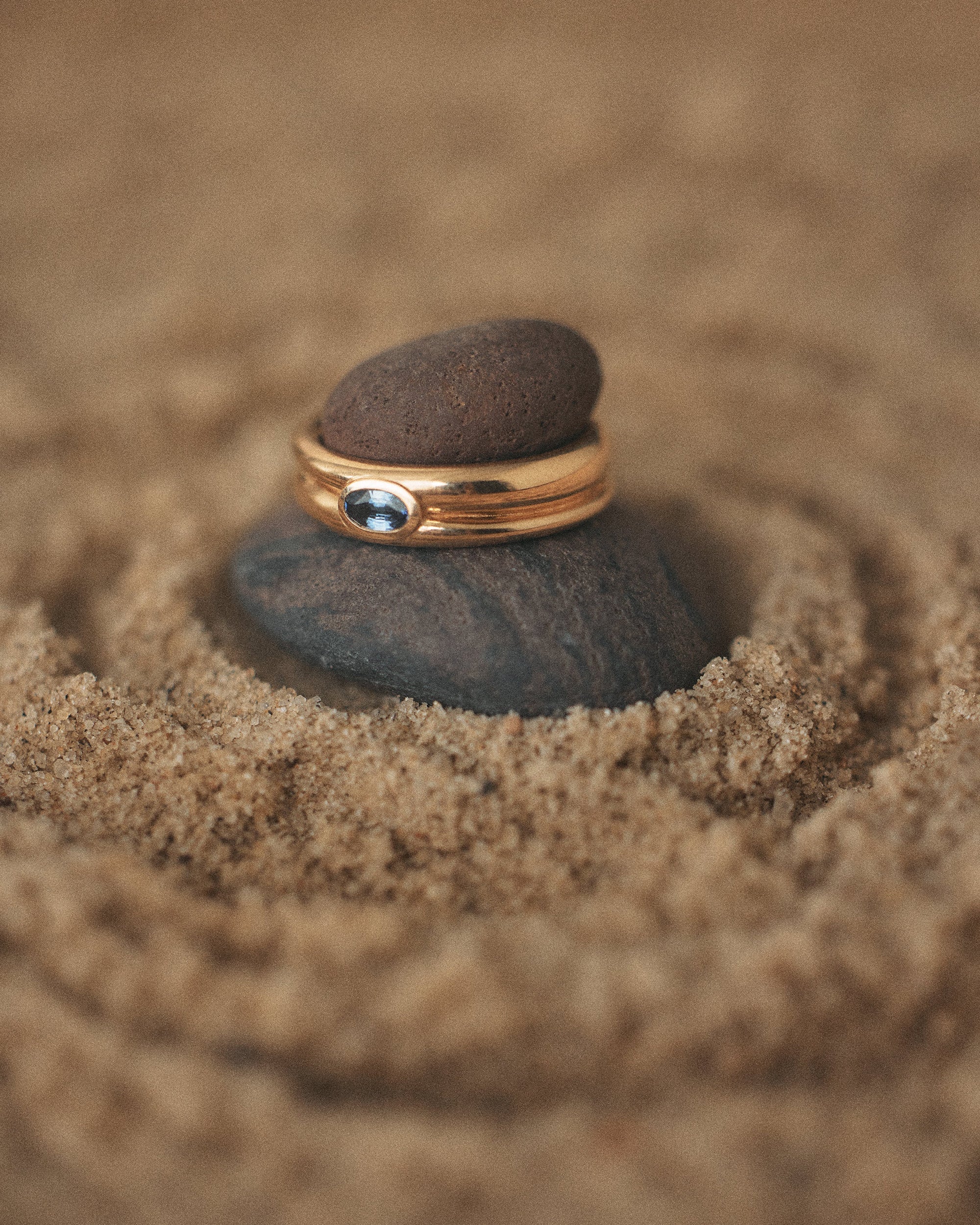 Blue Sapphire Spiral Ring