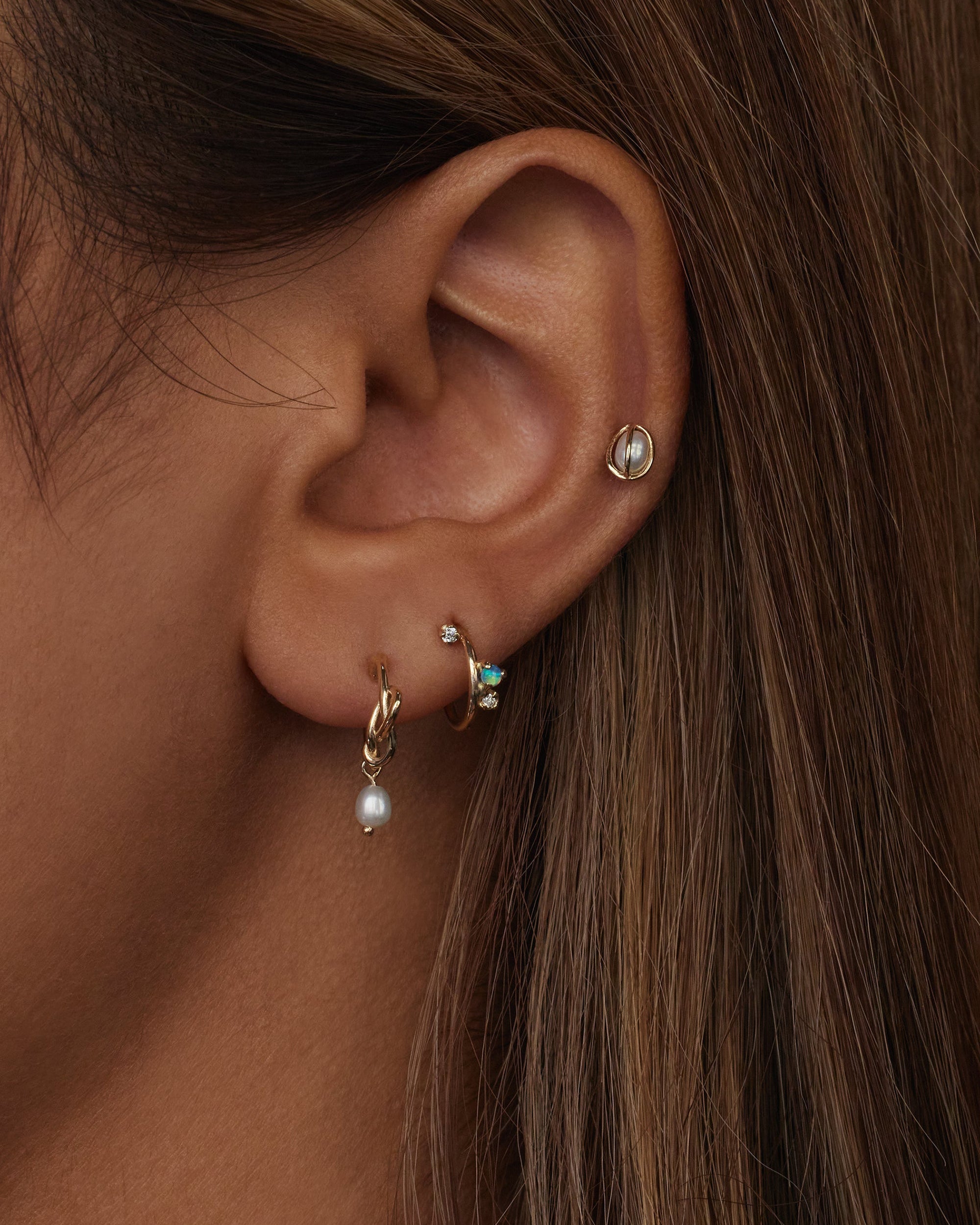 Caged Pearl Stud Earring