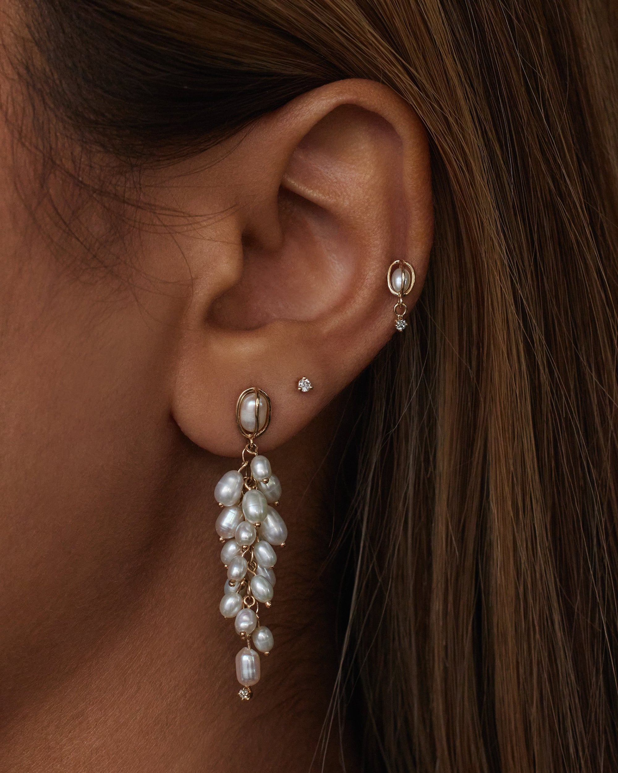 Diamond and Pearl Shadow Earring