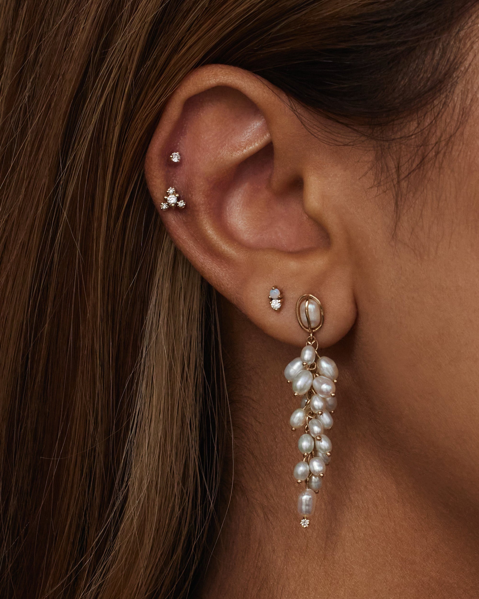 Diamond and Pearl Shadow Earring