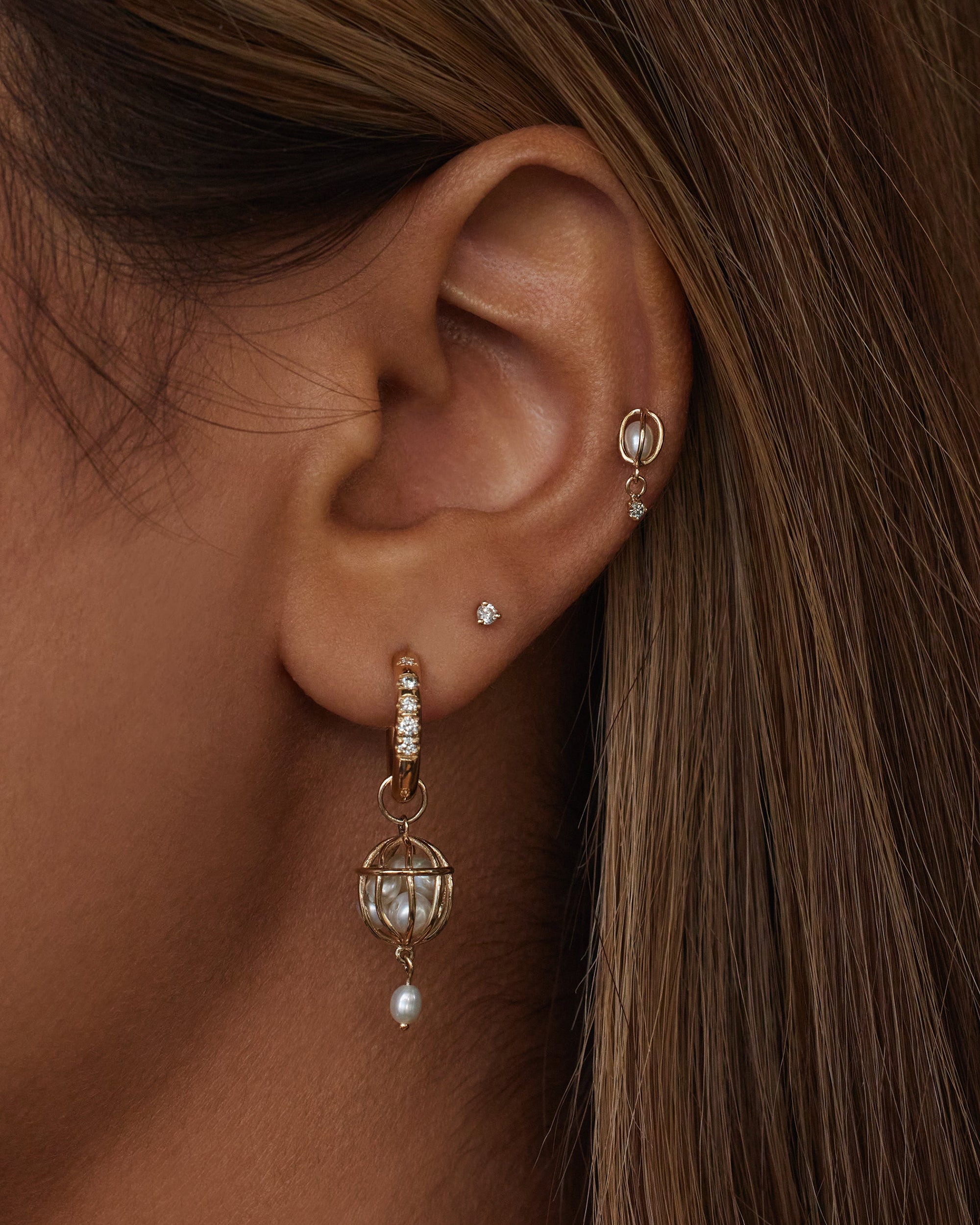 Diamond and Pearl Universe Earring