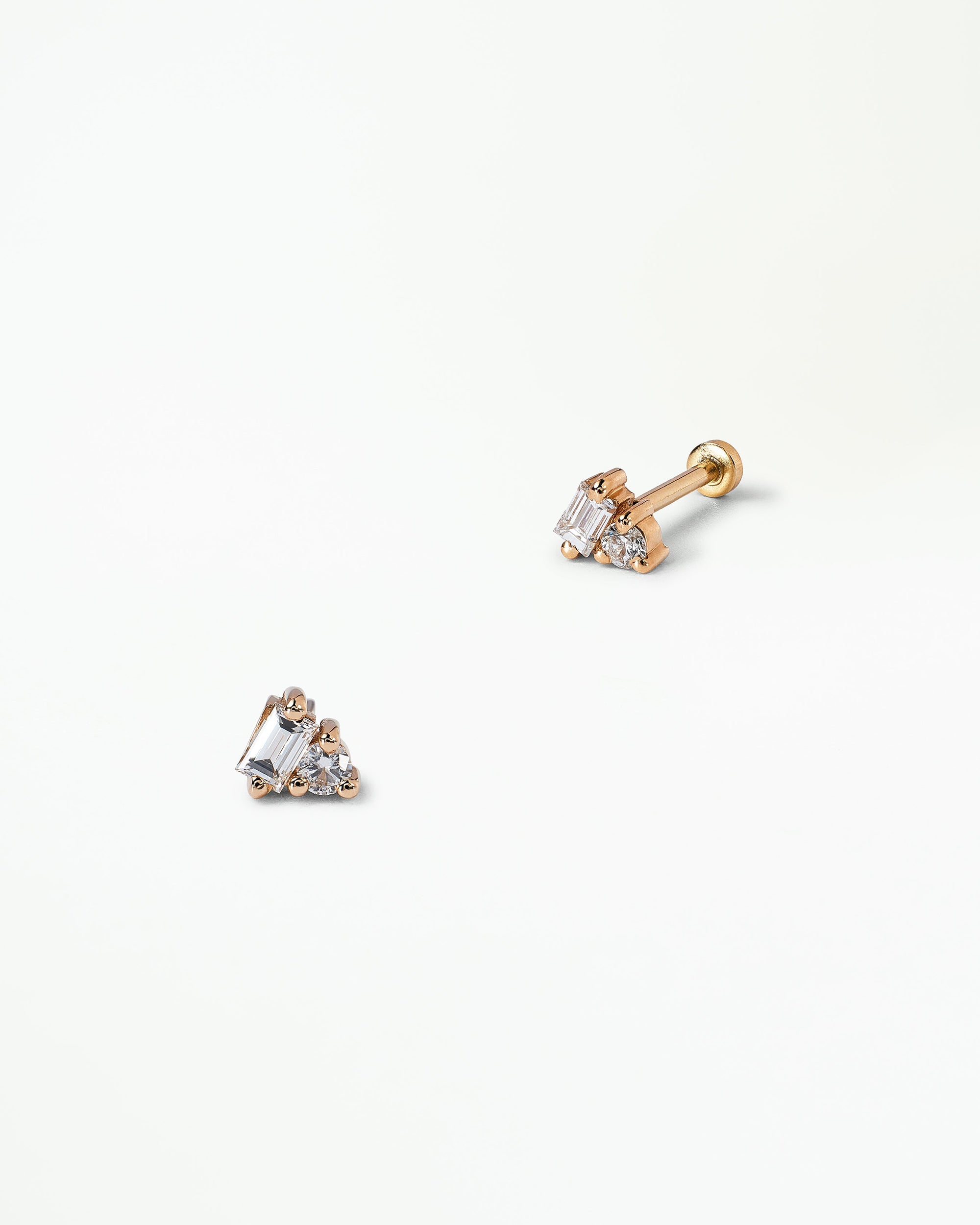 Diamond Column Flat Back Earring