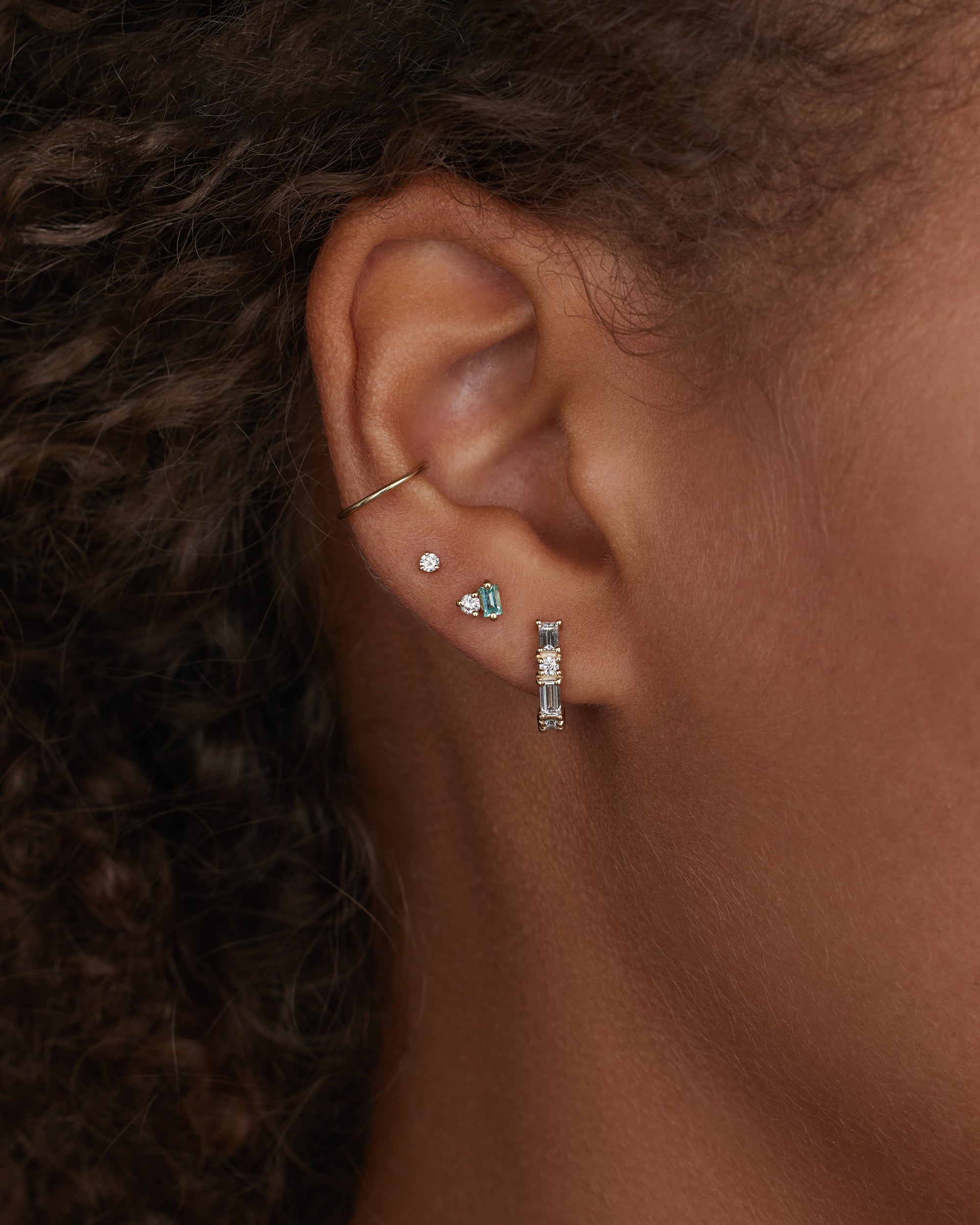 Diamond Pillar Huggie Earring