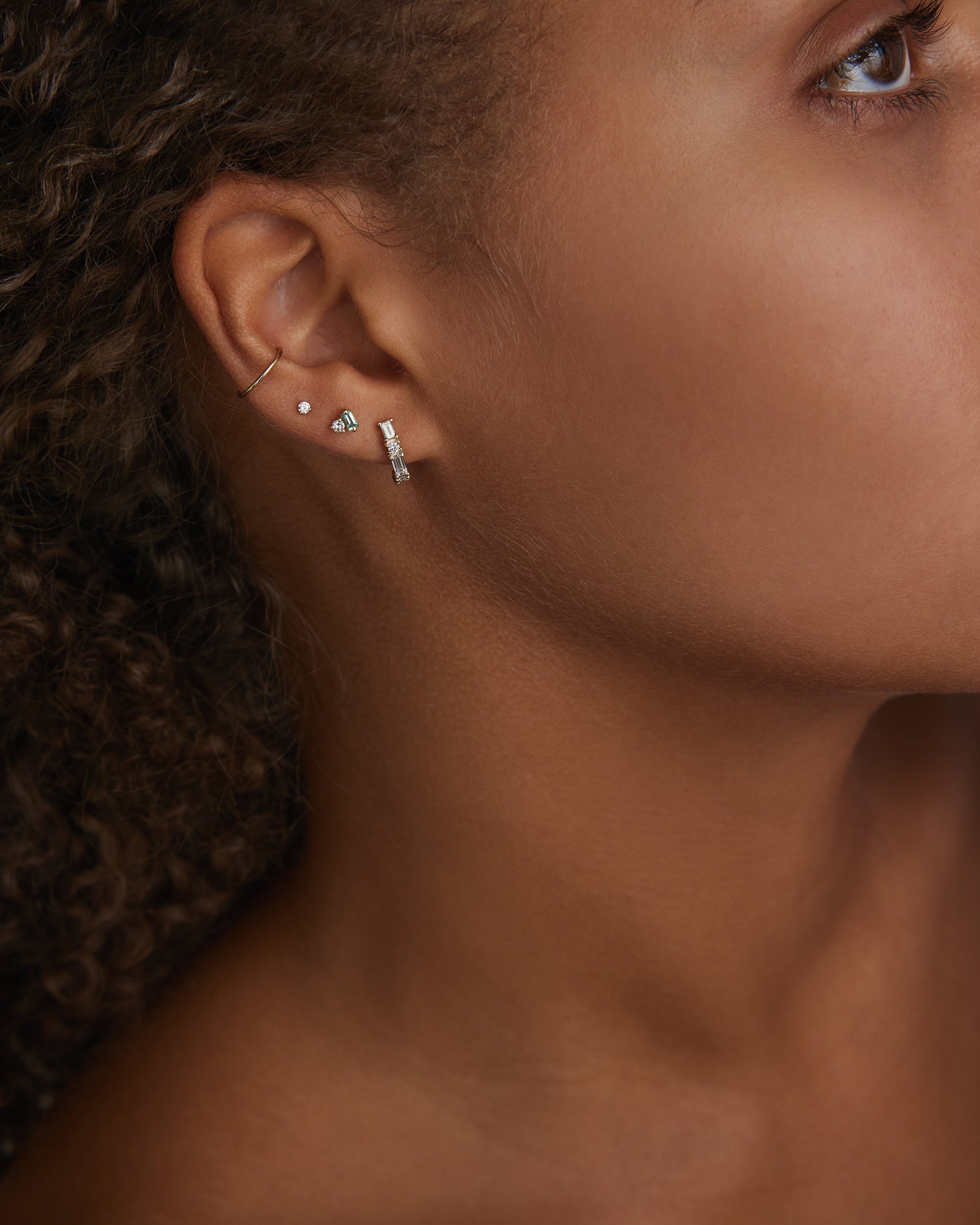 Diamond Pillar Huggie Earring