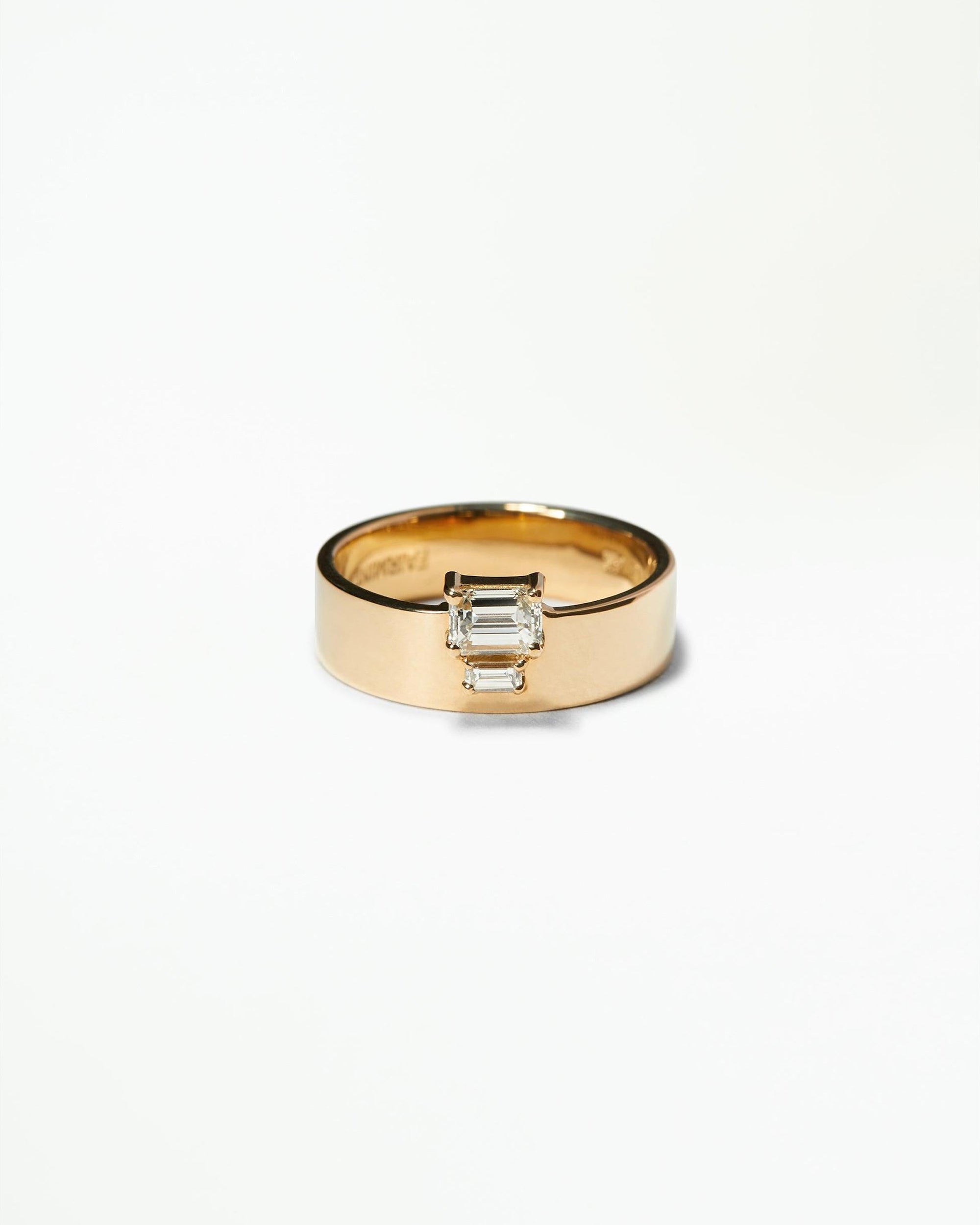 Emerald and Baguette Cut Diamond Bricolage Ring