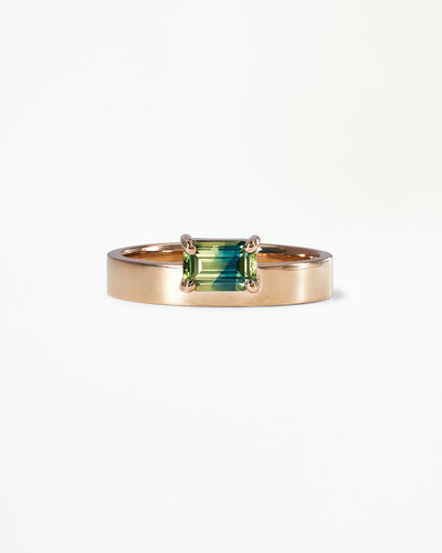 Horizontal Emerald Cut Gemstone Monolith Ring
