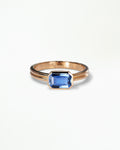 Emerald Cut Gemstone Ridge Solitaire Ring