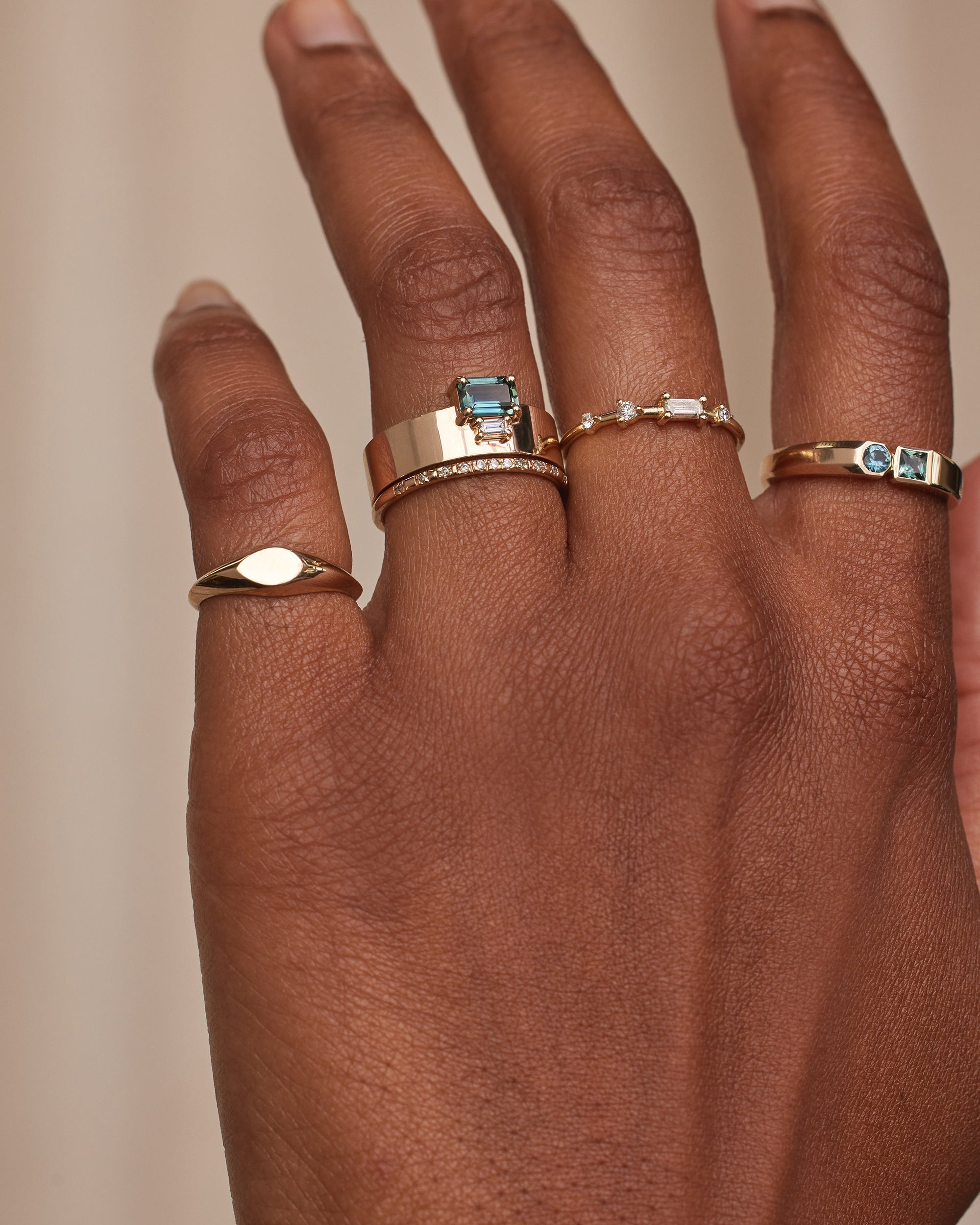 Emerald Cut Sapphire and Diamond Bricolage Ring