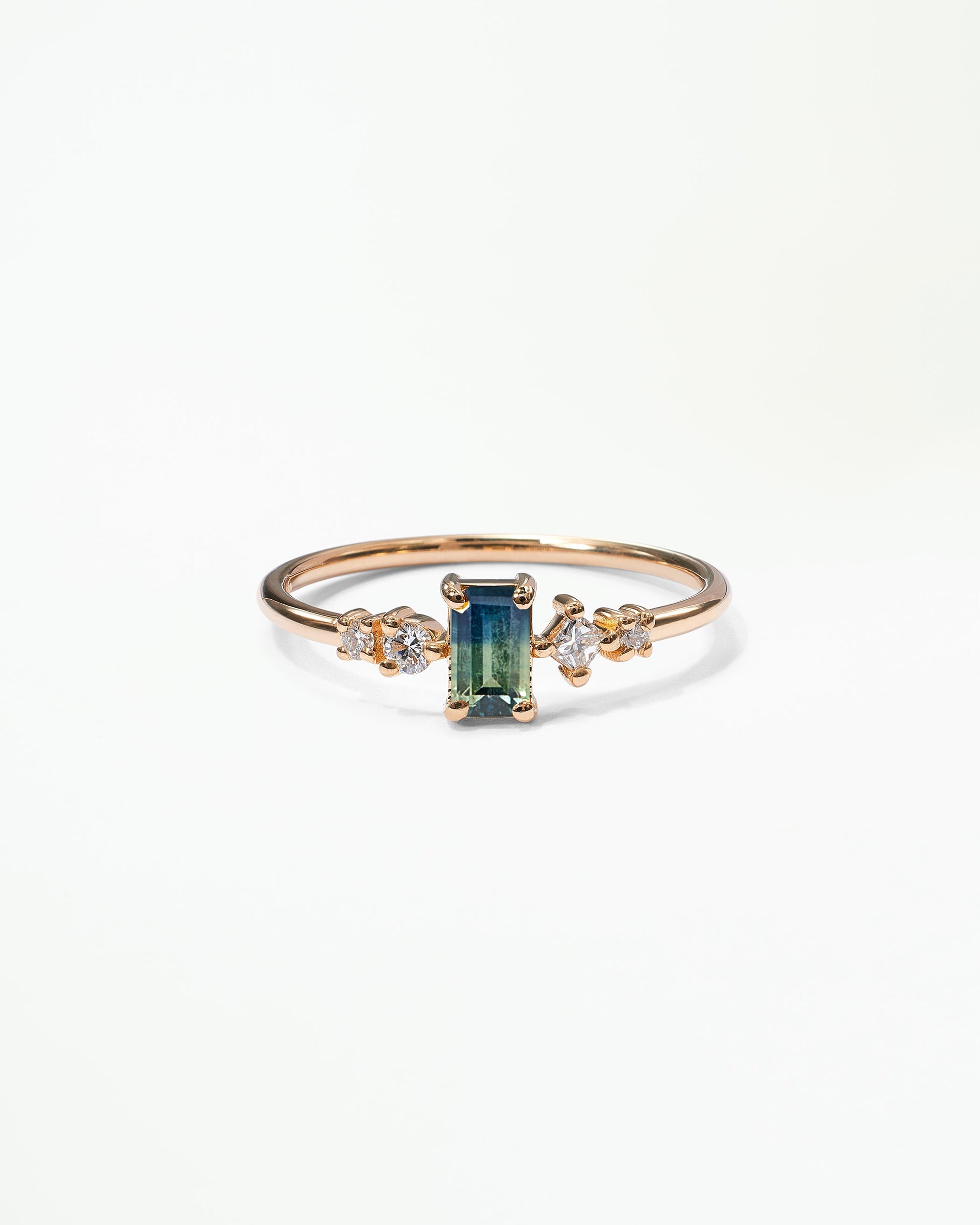 Emerald Cut Sapphire and Diamond Mosaic Ring No. 37