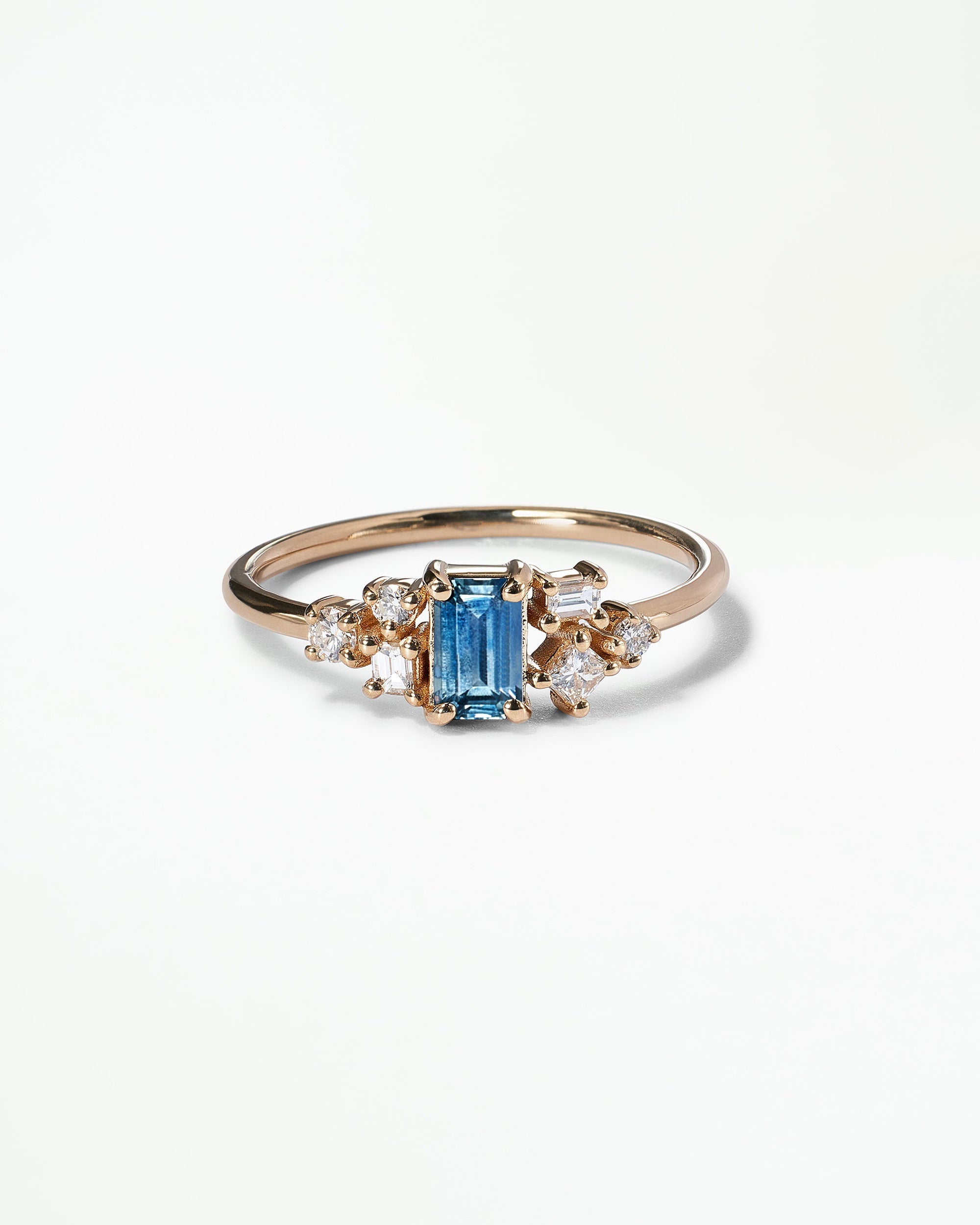 Emerald Cut Sapphire and Diamond Mosaic Ring No. 38
