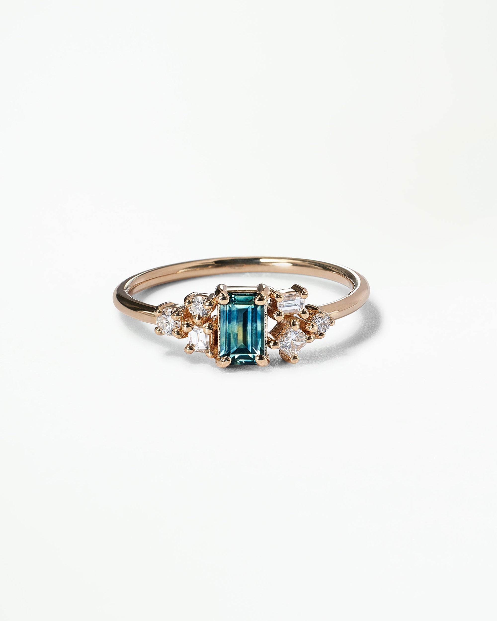 Emerald Cut Sapphire and Diamond Mosaic Ring No. 38