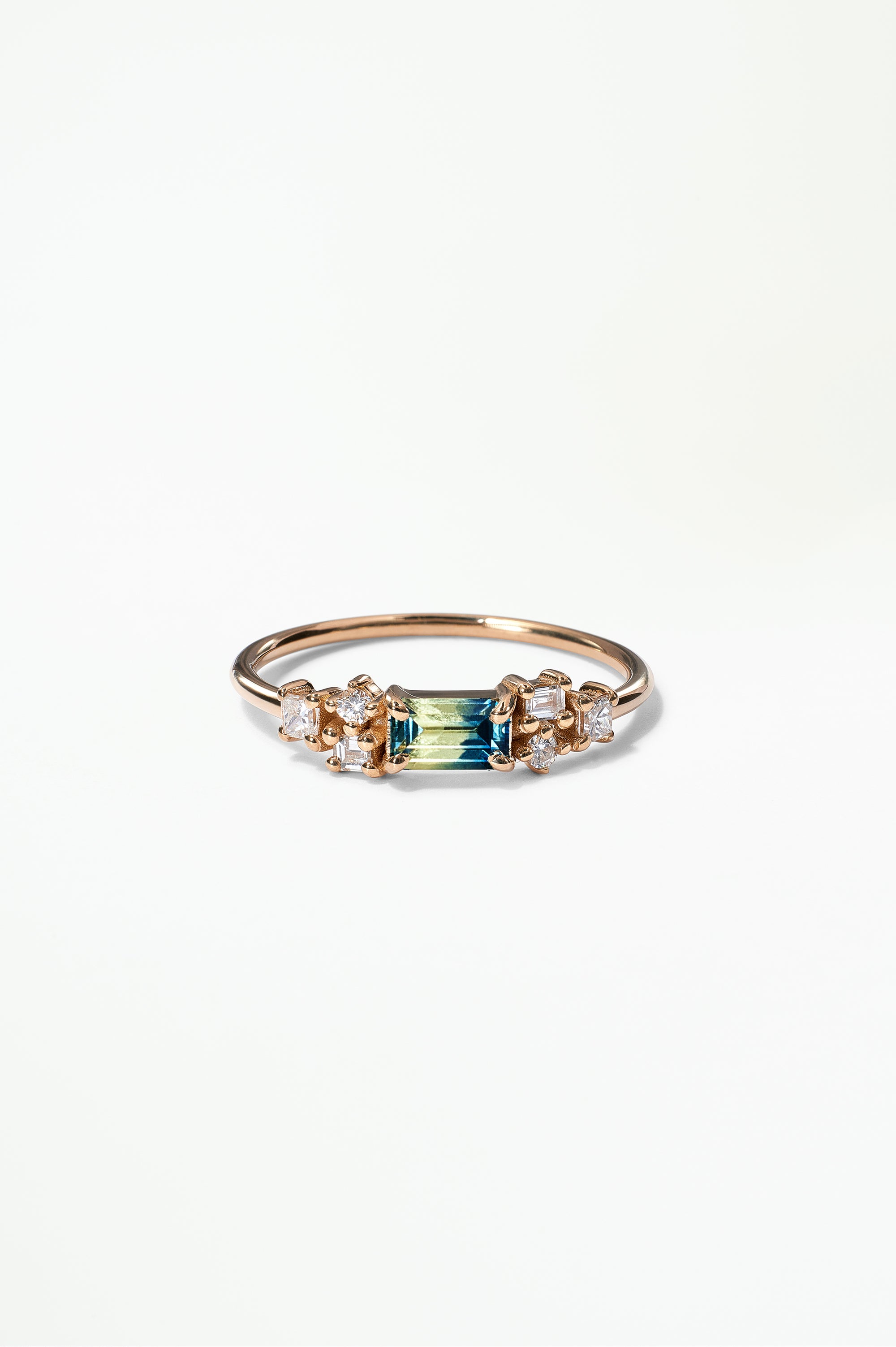 Emerald Cut Sapphire and Diamond Mosaic Ring No. 39