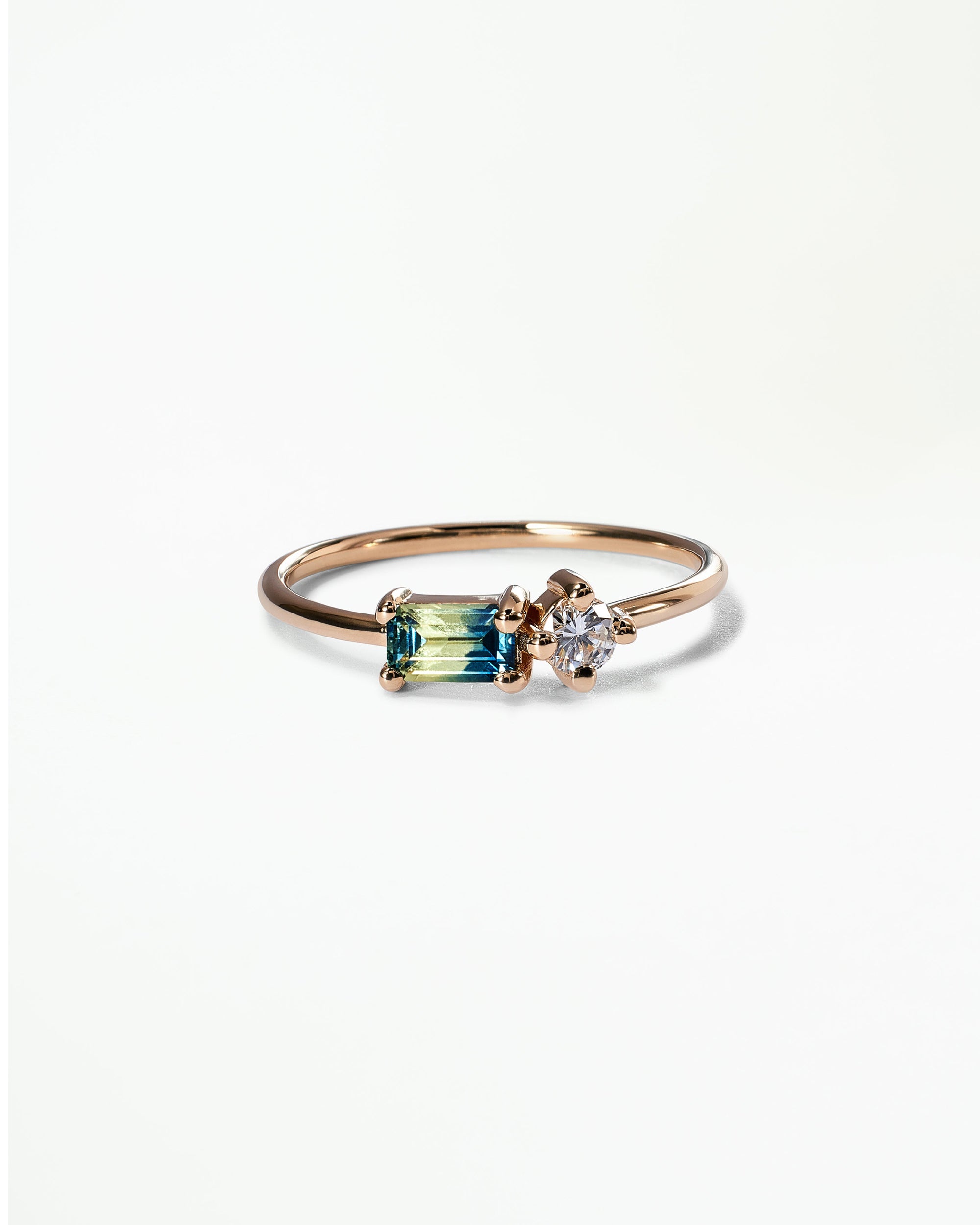 Emerald Cut Sapphire and Diamond Mosaic Ring No. 43