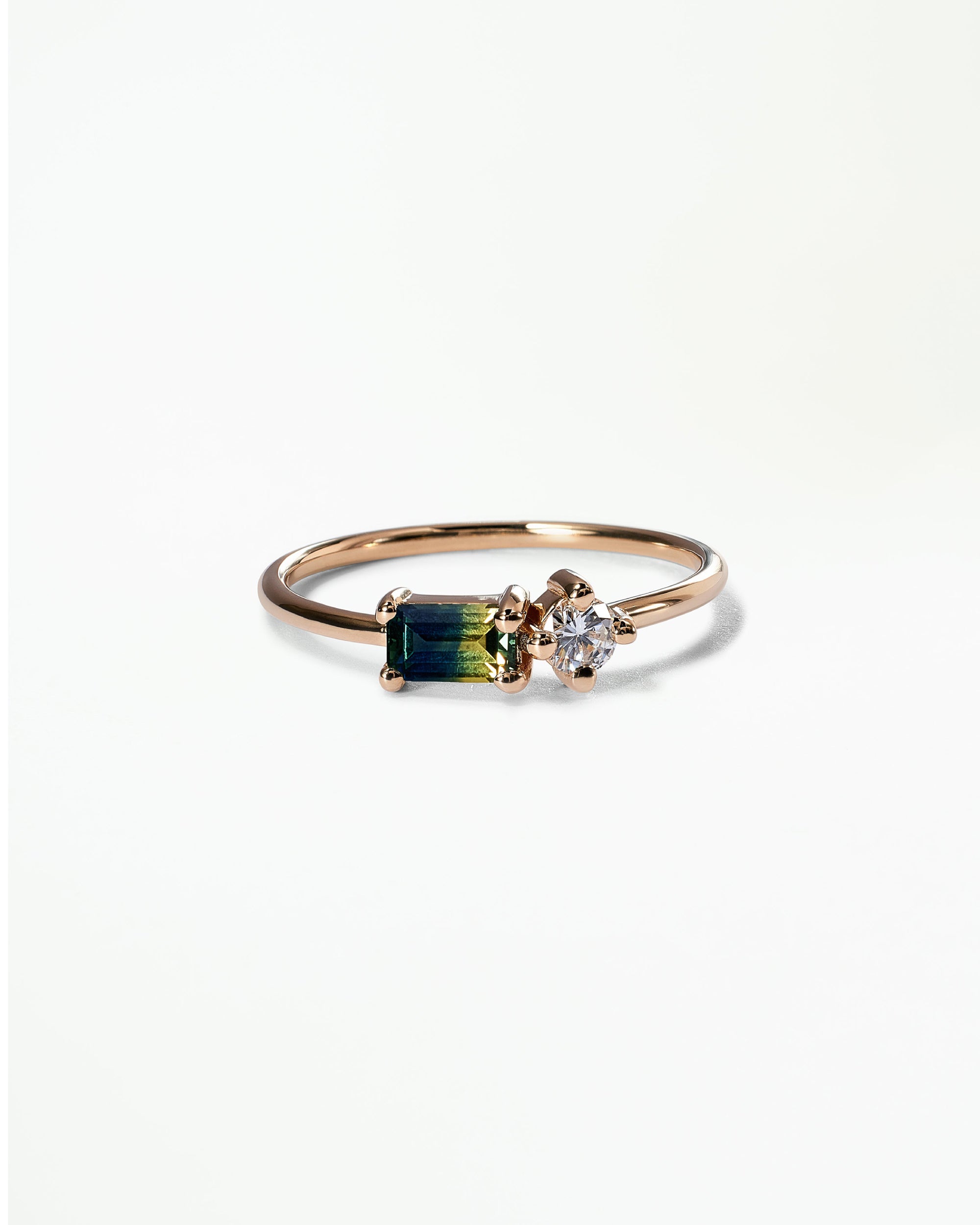 Emerald Cut Sapphire and Diamond Mosaic Ring No. 43