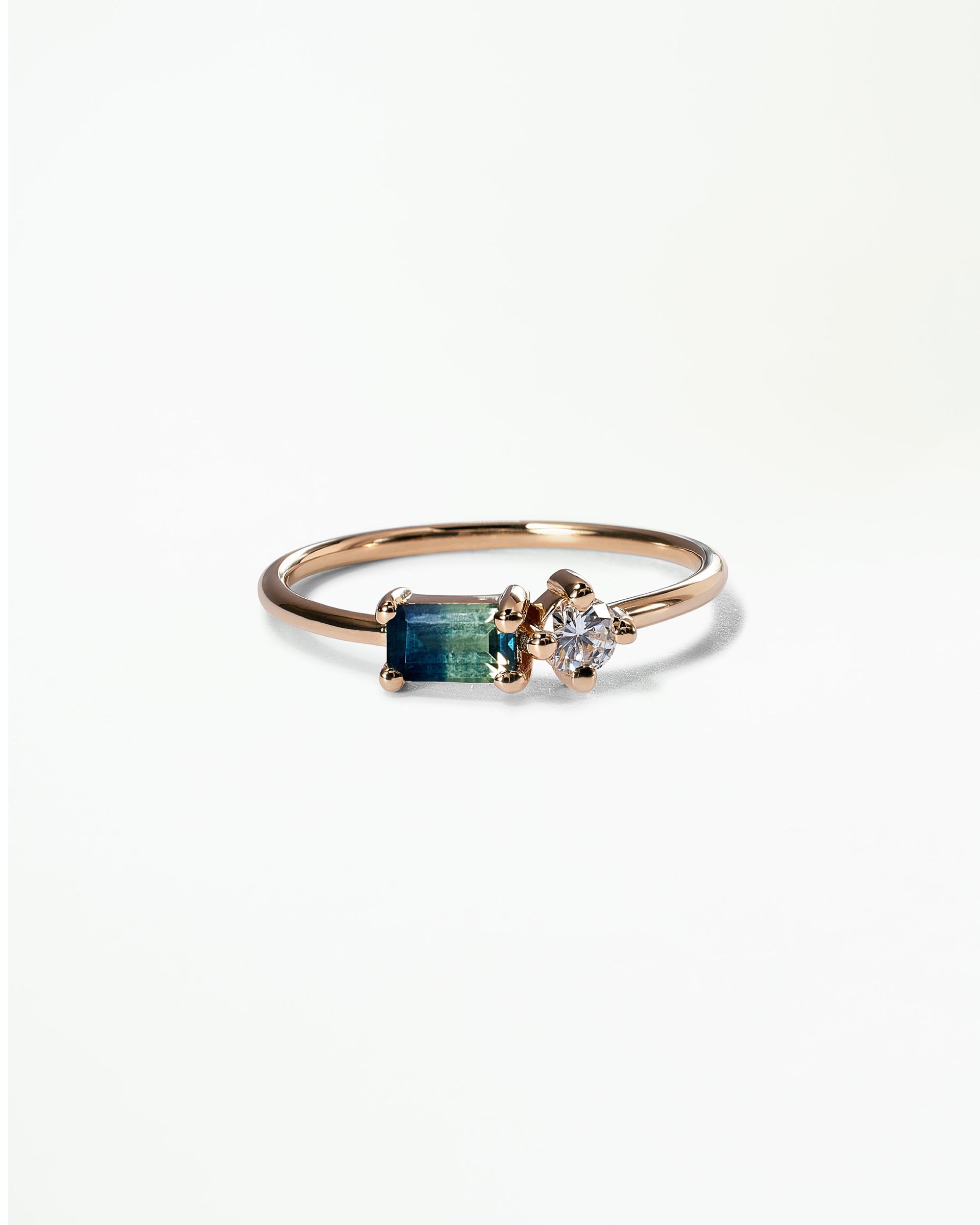 Emerald Cut Sapphire and Diamond Mosaic Ring No. 43