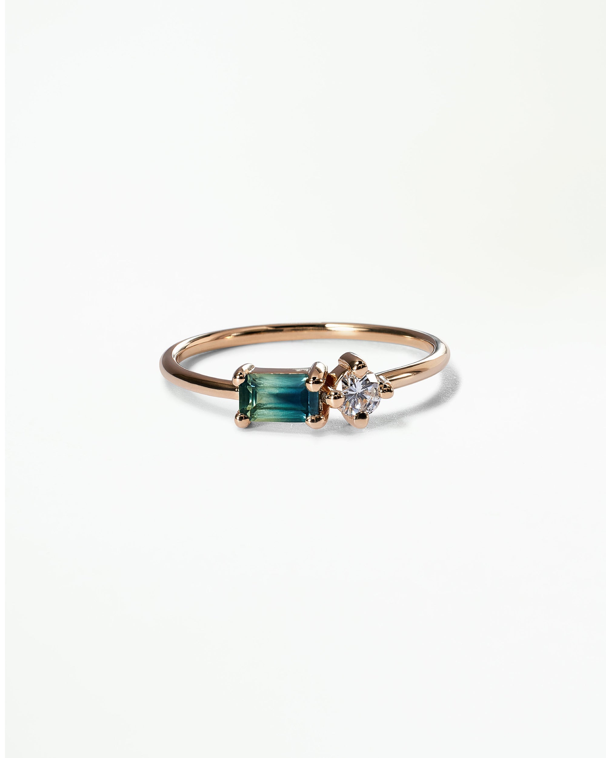 Emerald Cut Sapphire and Diamond Mosaic Ring No. 43