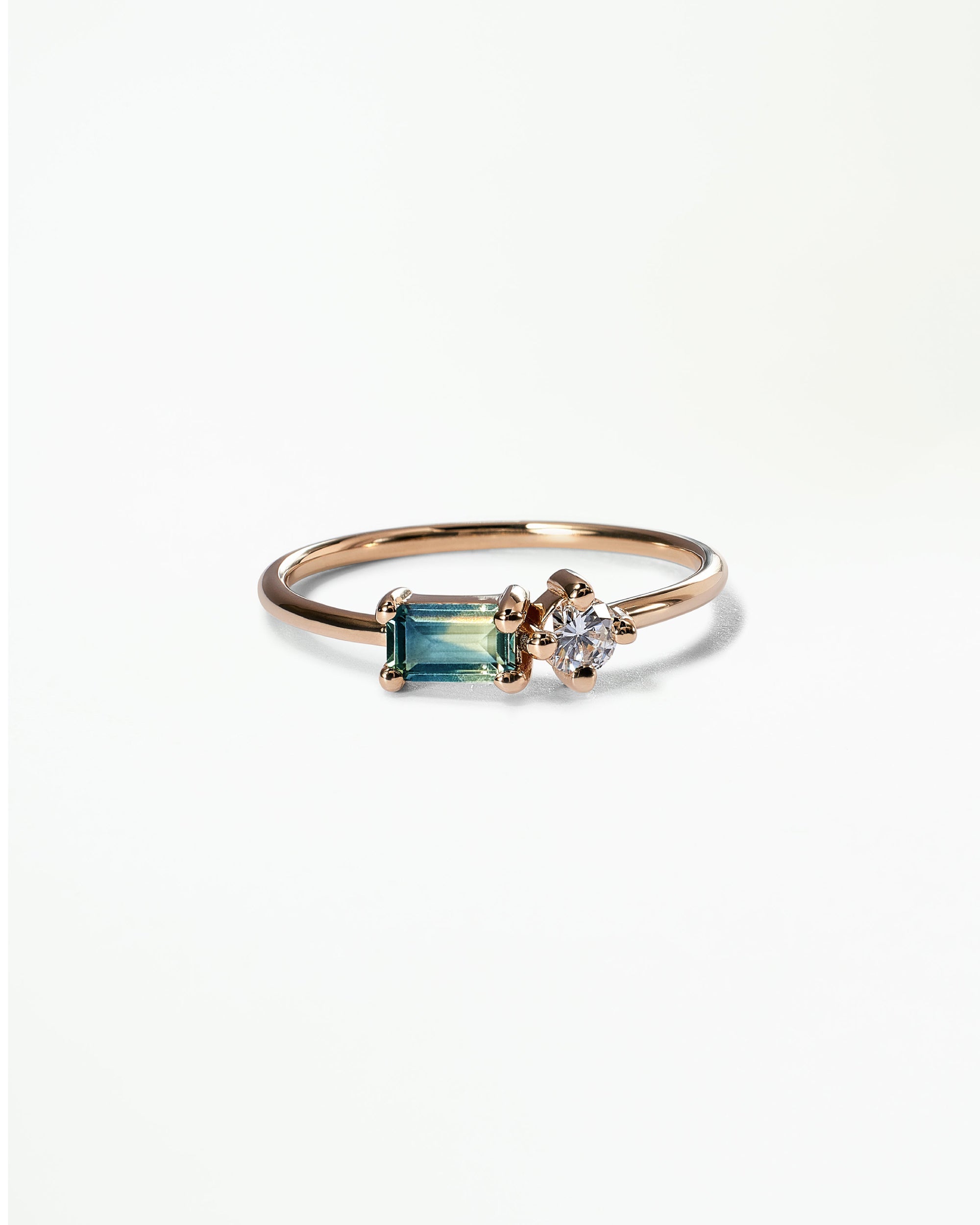 Emerald Cut Sapphire and Diamond Mosaic Ring No. 43