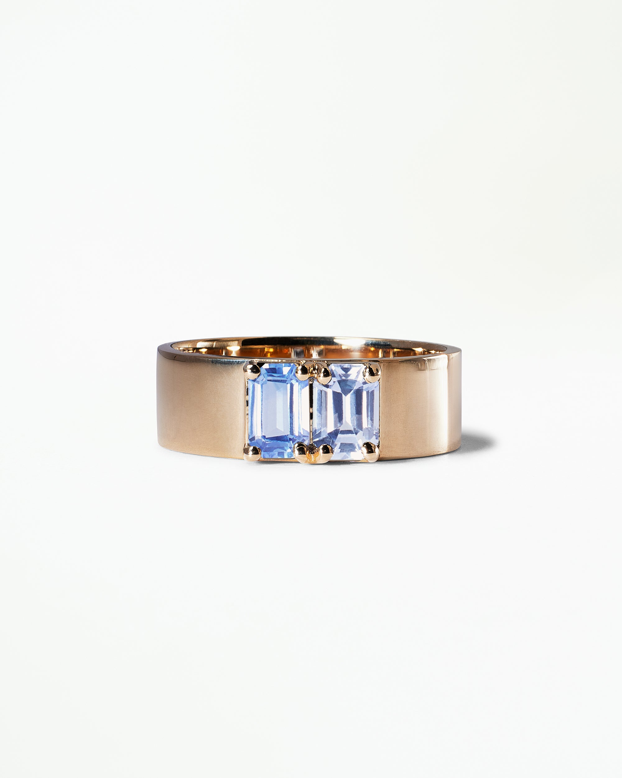 Emerald Cut Tonal Sapphire Menhir Ring