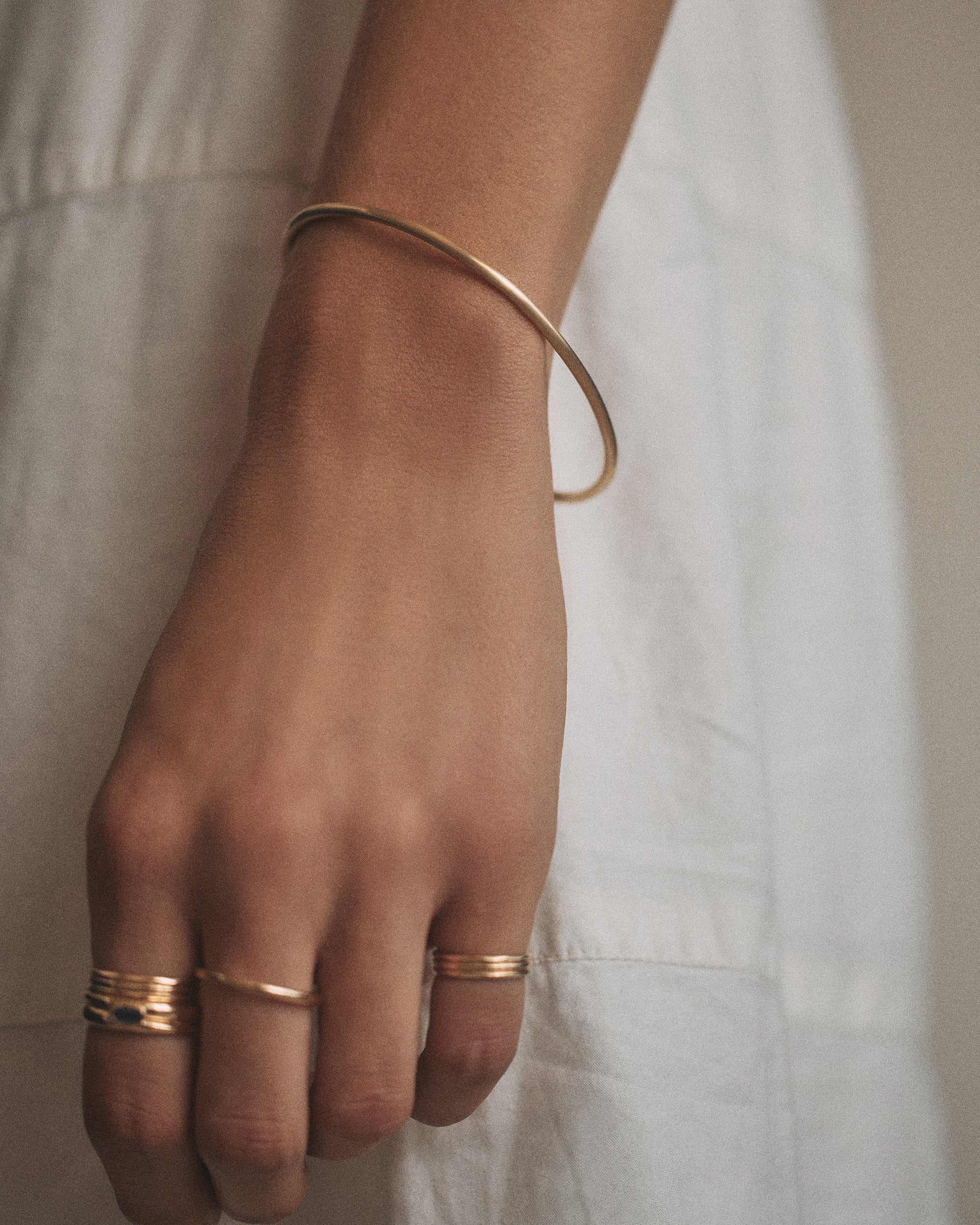 Gold Bean Bangle Bracelet