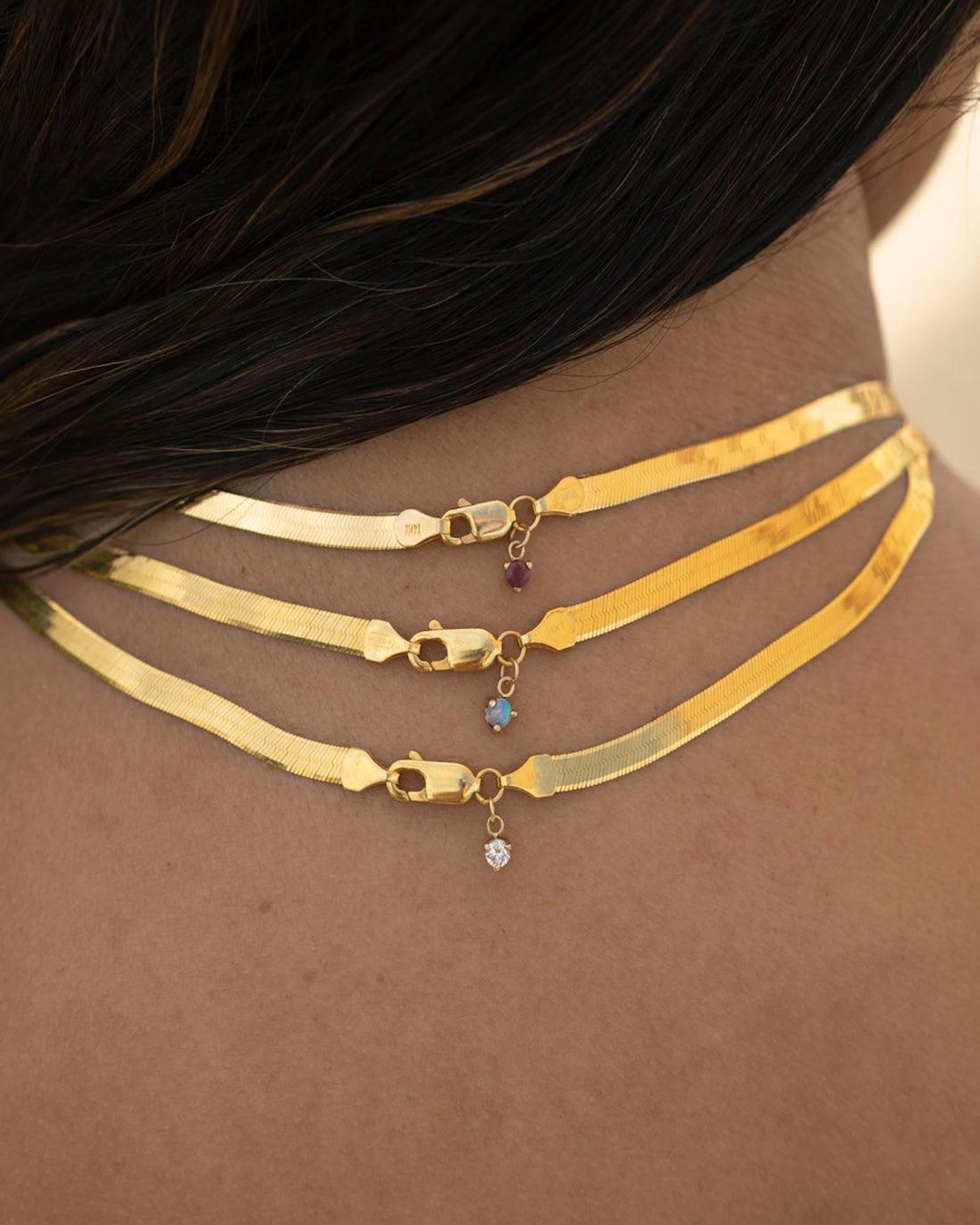 Gold Herringbone Rhodes Necklace