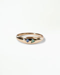 Green Beryl and Sapphire Lagoon Dome Ring