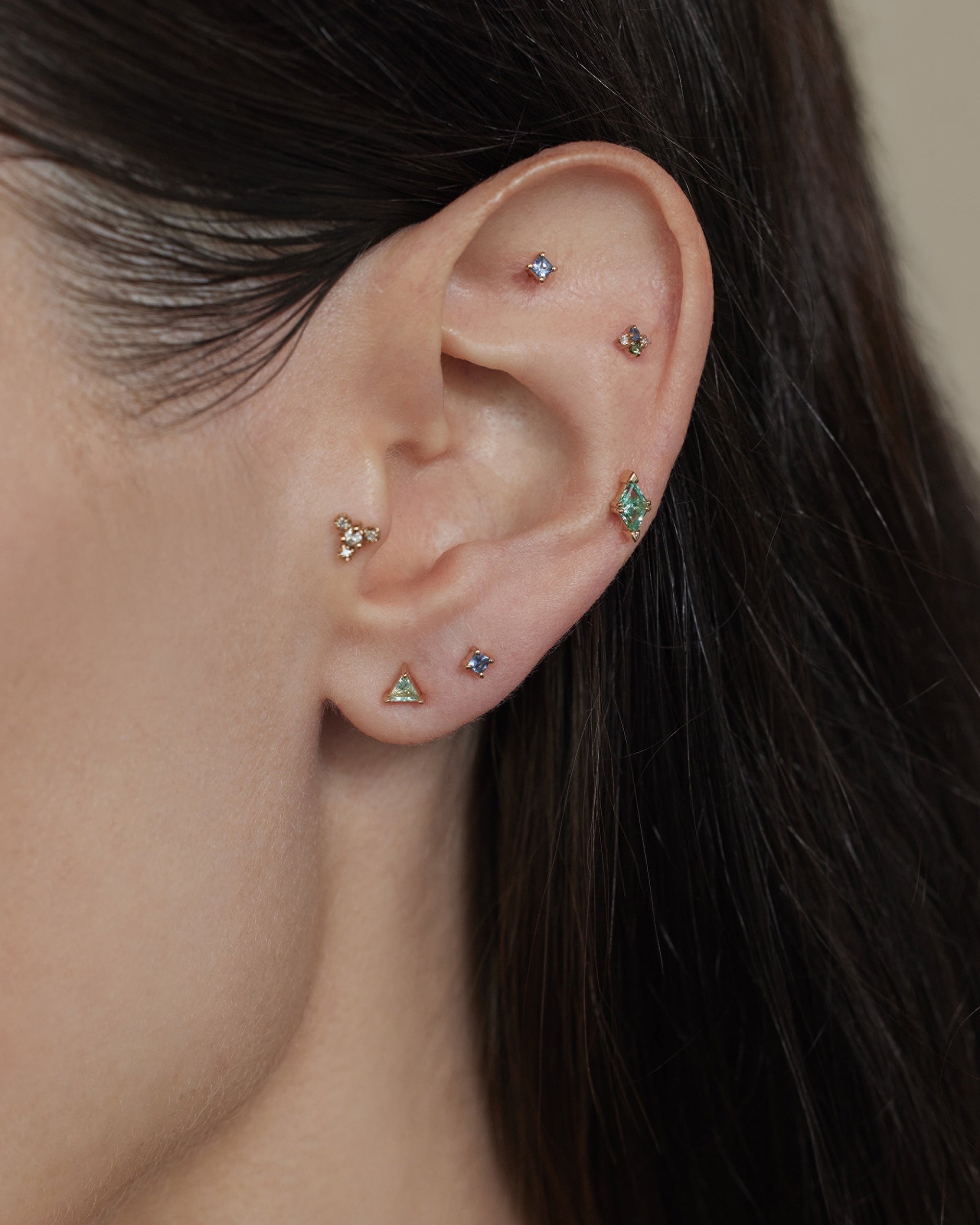 Green Beryl Triad Stud Earring – WWAKE