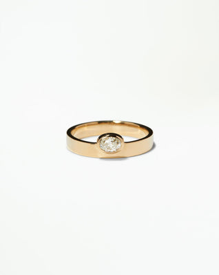 Horizontal Oval Cut Diamond Monolith Ring