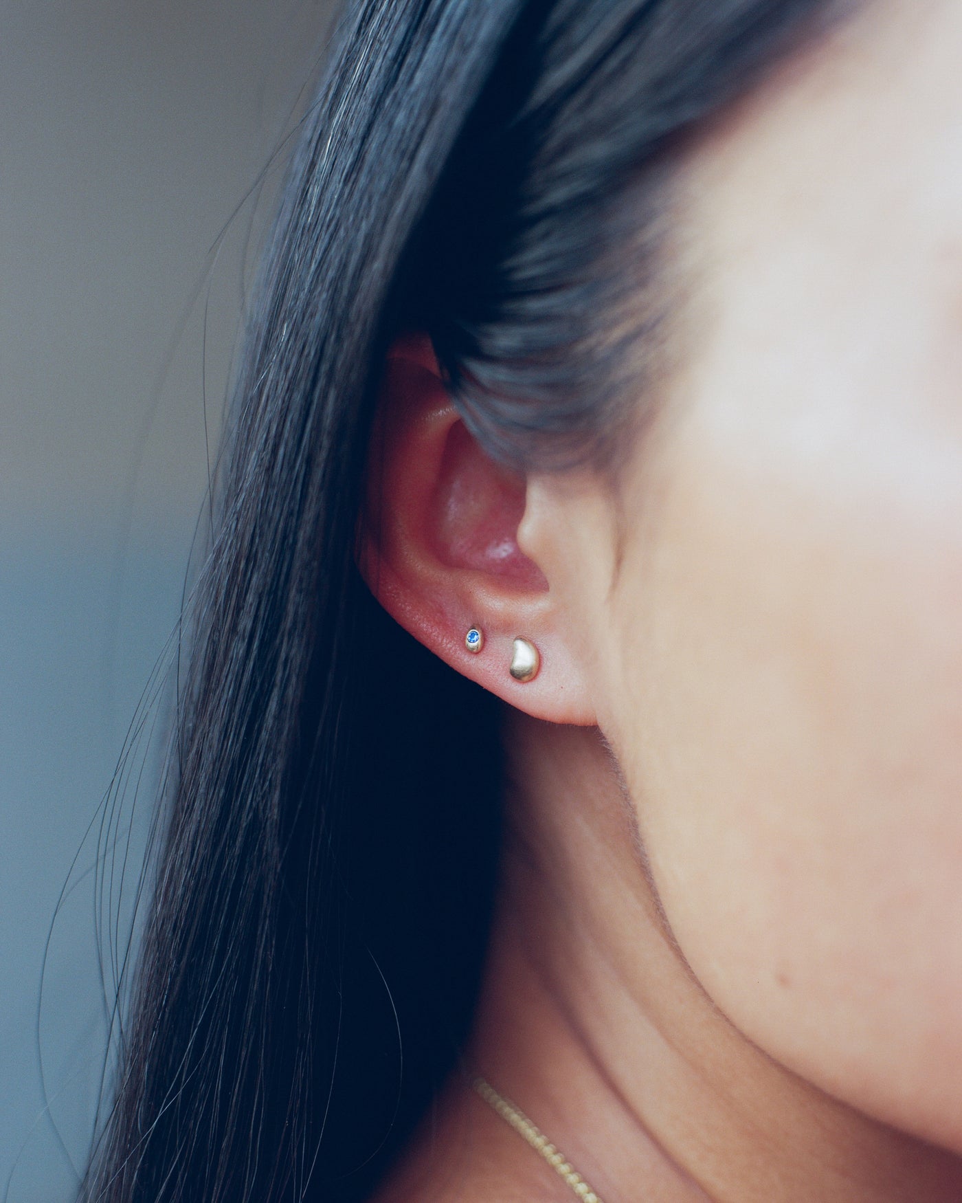 Sapphire Bean Earrings - Pair