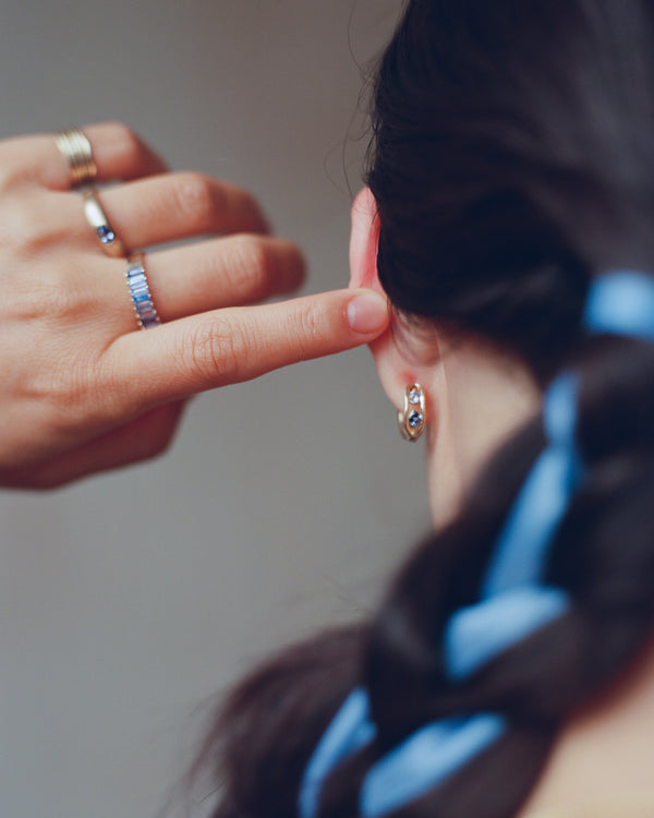 Sapphire Flow Hoops - Pair