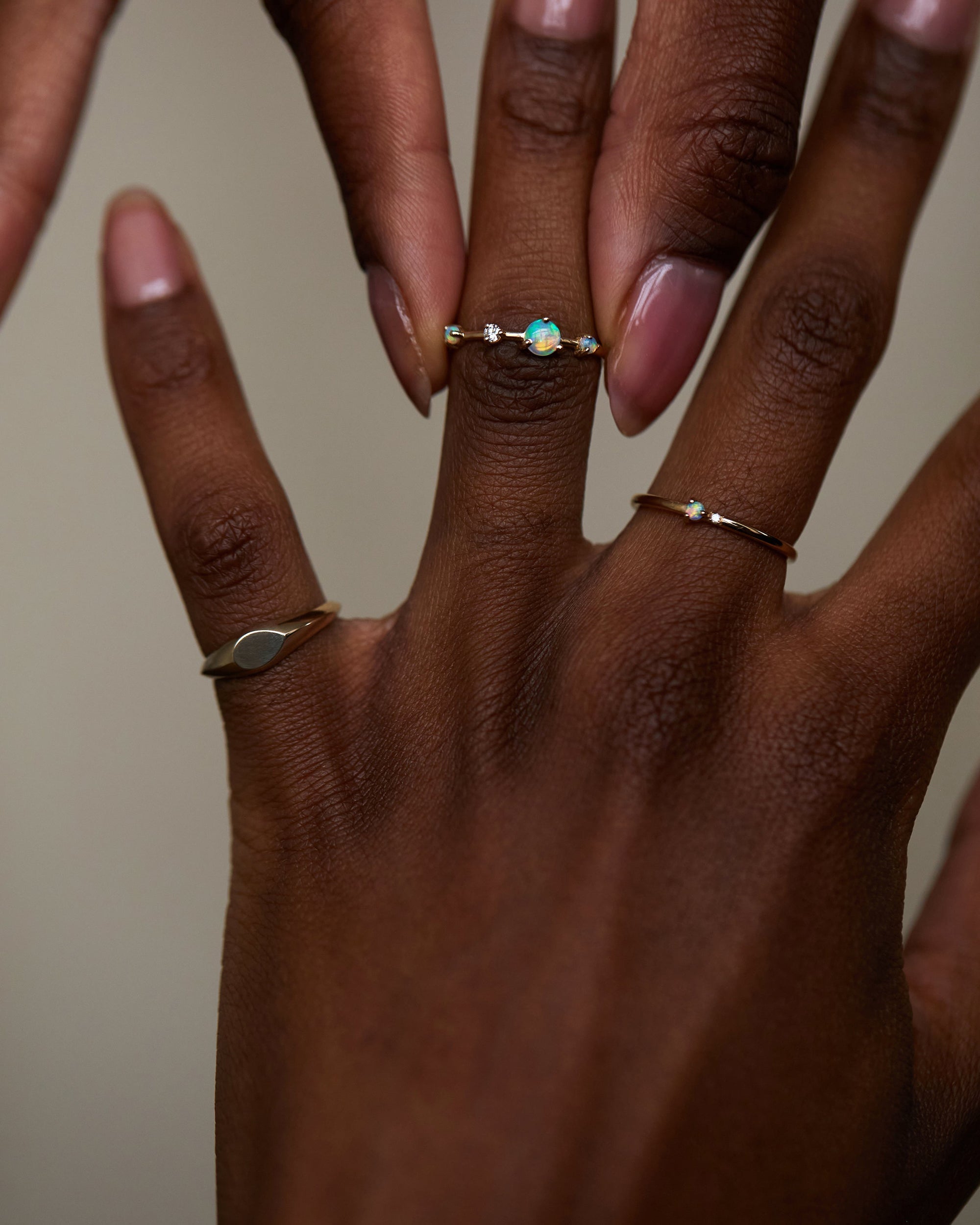 Large Opal and Diamond Four-Step Ring – WWAKE