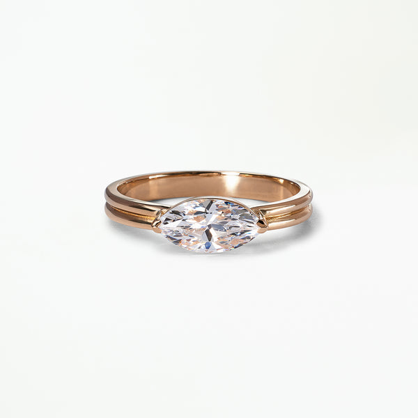 [lifestyle]Marquise Cut Diamond Ridge Solitaire Ring