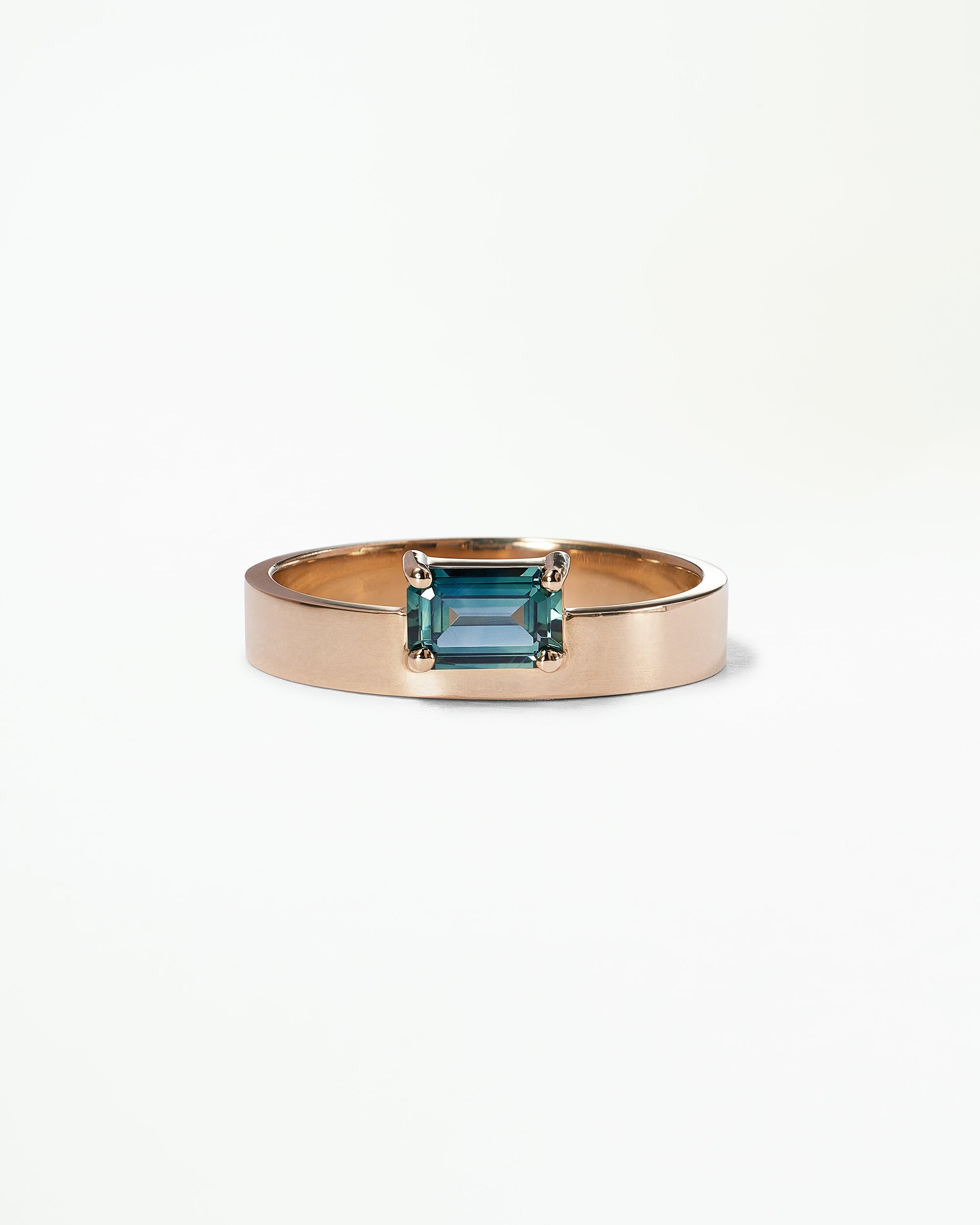 Medium Horizontal Emerald Cut Sapphire Monolith Ring