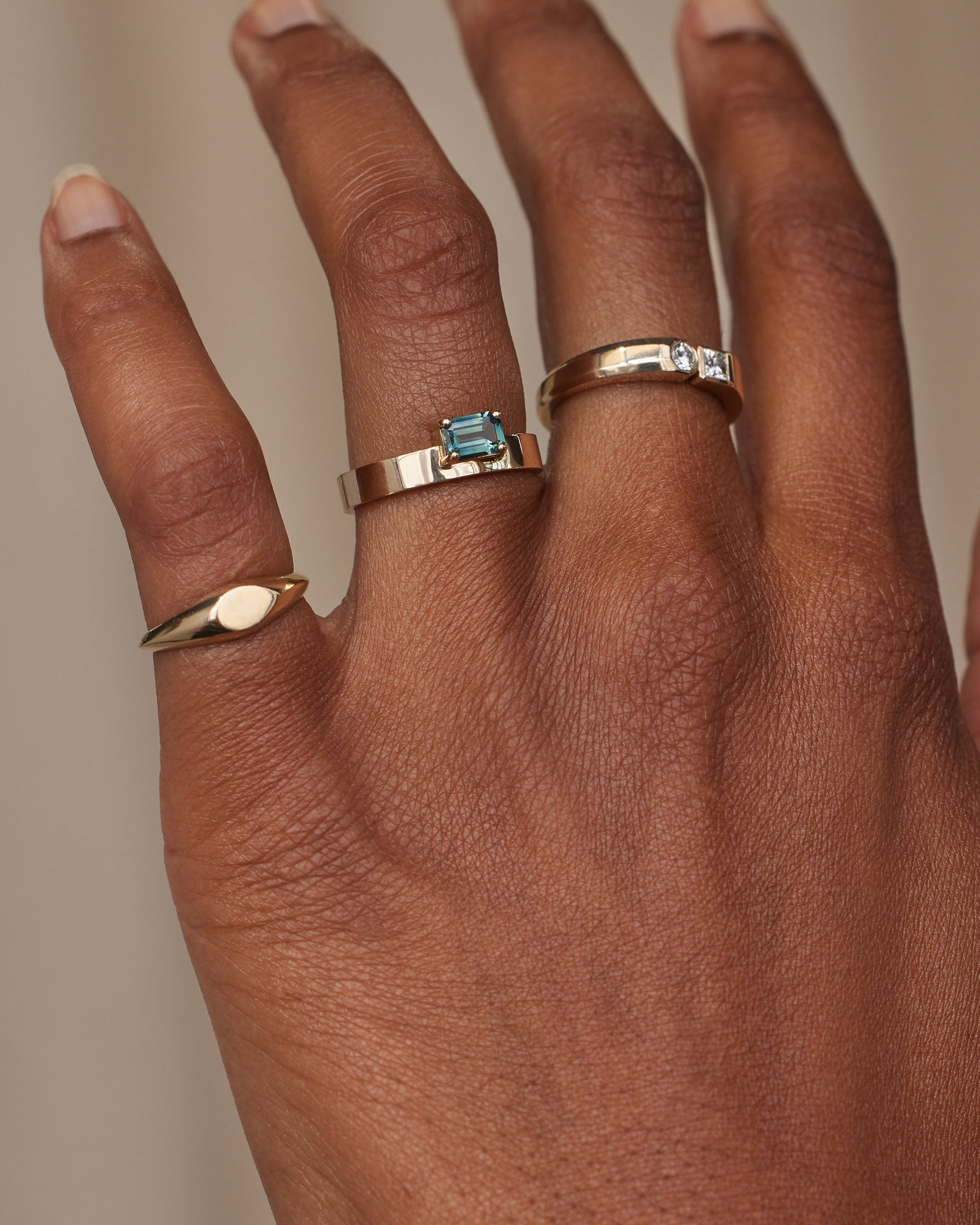 Medium Horizontal Emerald Cut Sapphire Monolith Ring