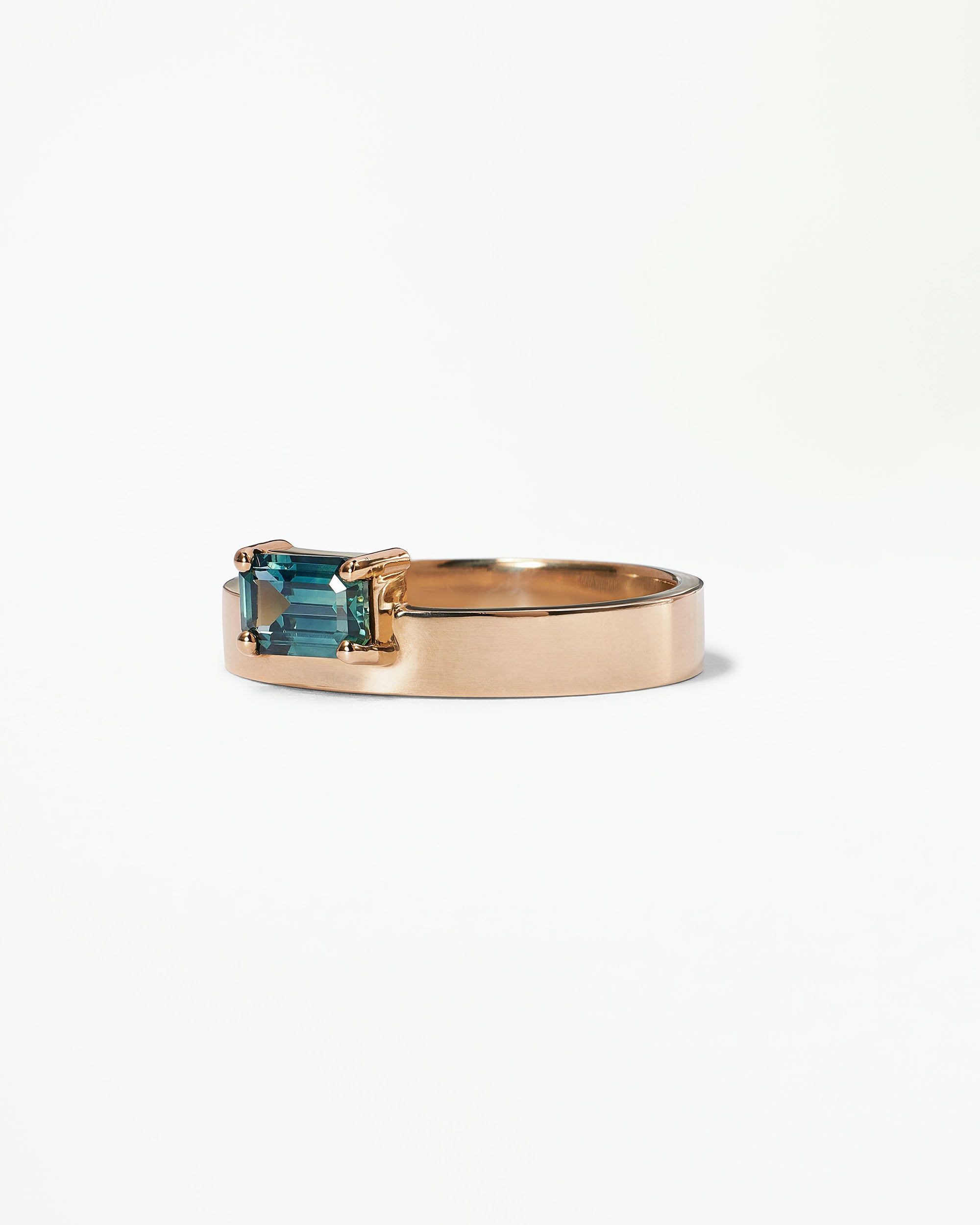 Medium Horizontal Emerald Cut Sapphire Monolith Ring