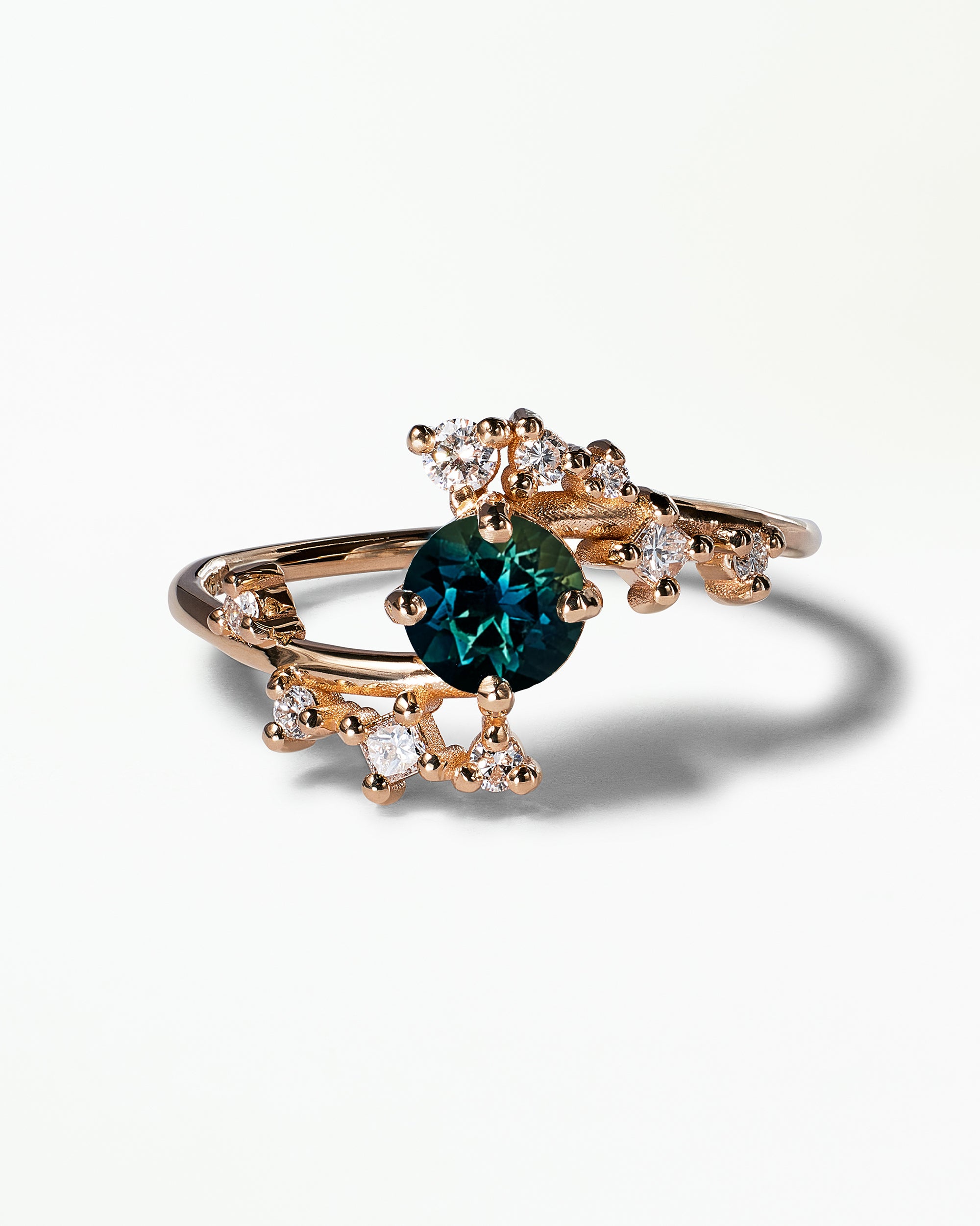 Medium Round Cut Sapphire Celestial Ring