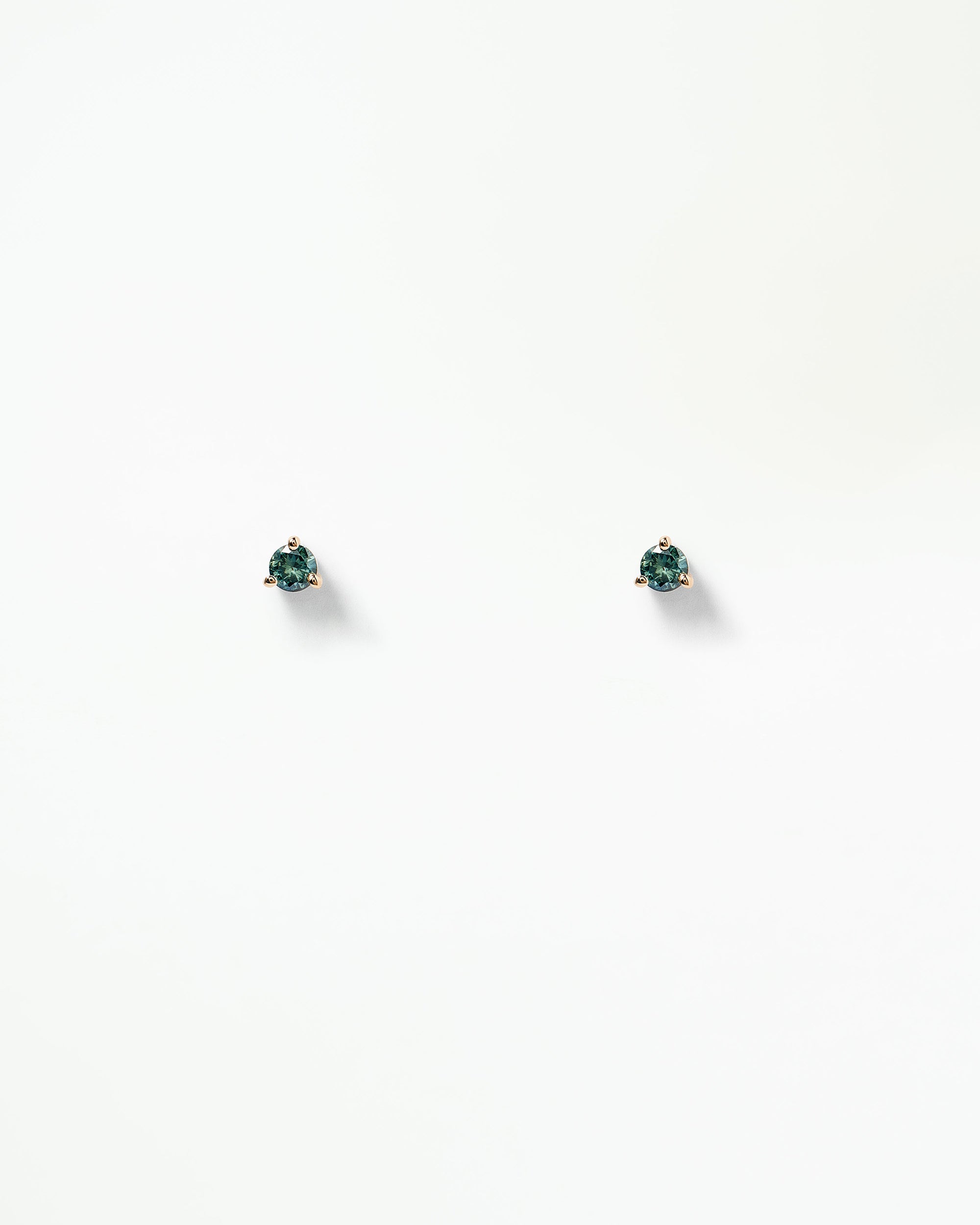 Medium Round Cut Teal Sapphire Stud Earring