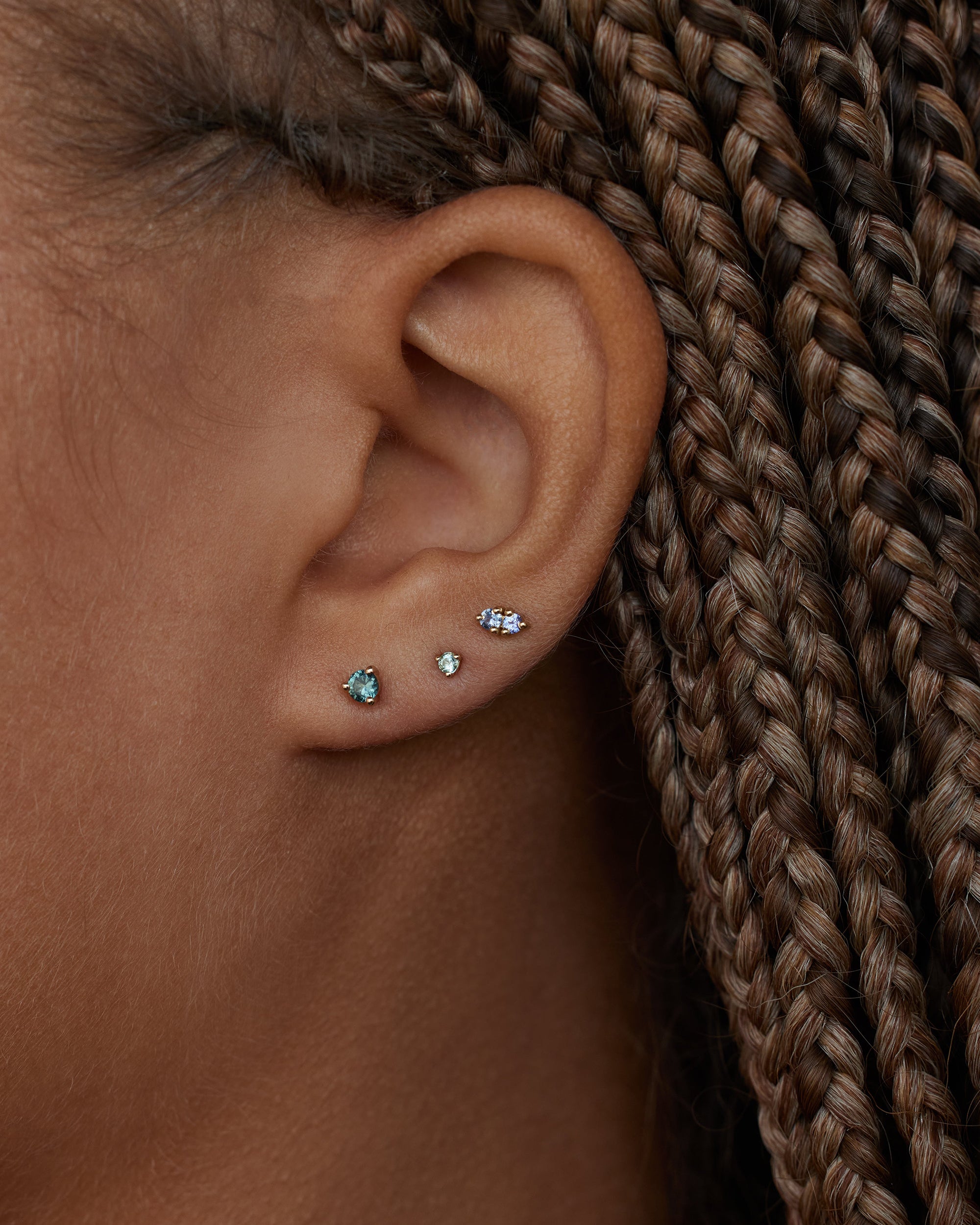 Medium Round Cut Teal Sapphire Stud Earring